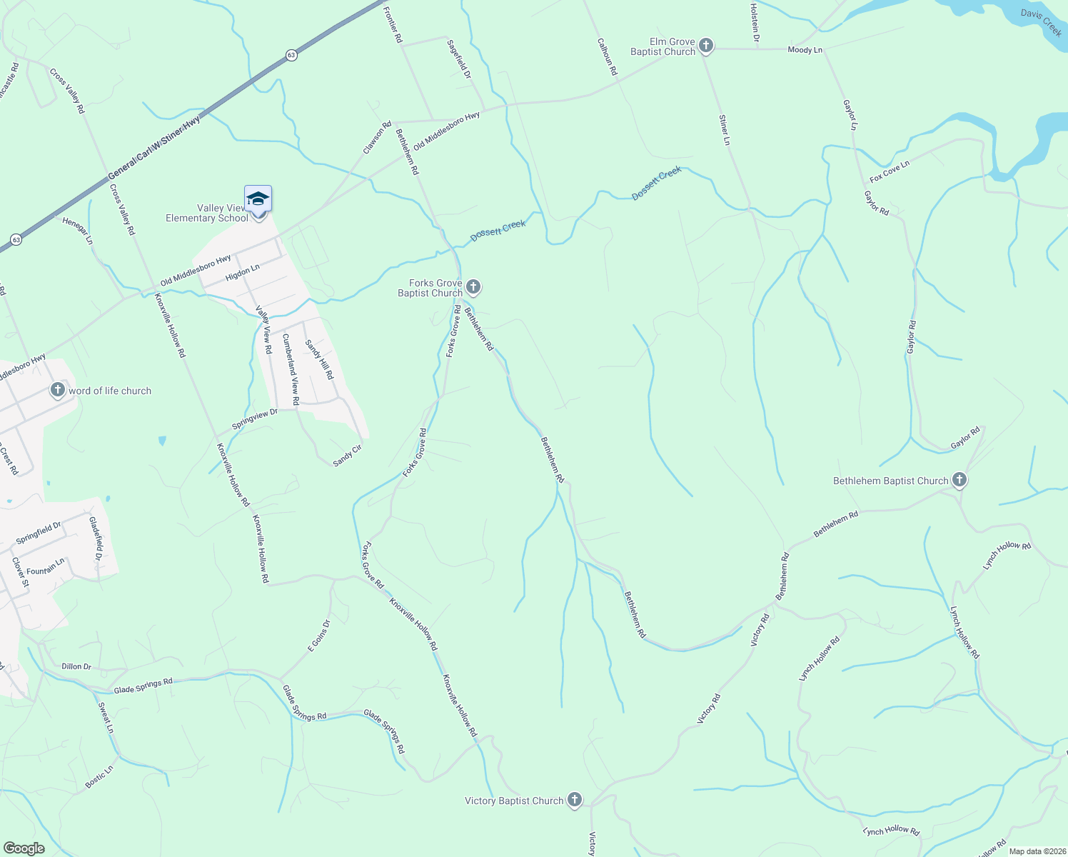 map of restaurants, bars, coffee shops, grocery stores, and more near 670 Bethlehem Road in LaFollette