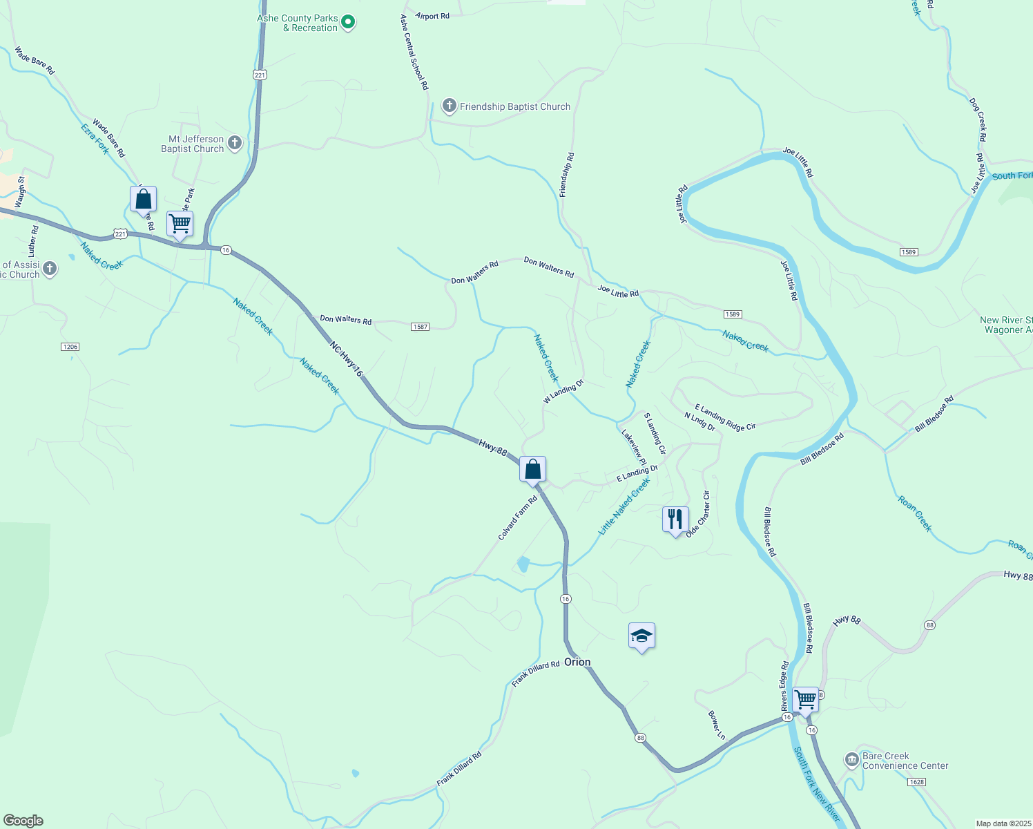 map of restaurants, bars, coffee shops, grocery stores, and more near 171 Range View Drive in Jefferson
