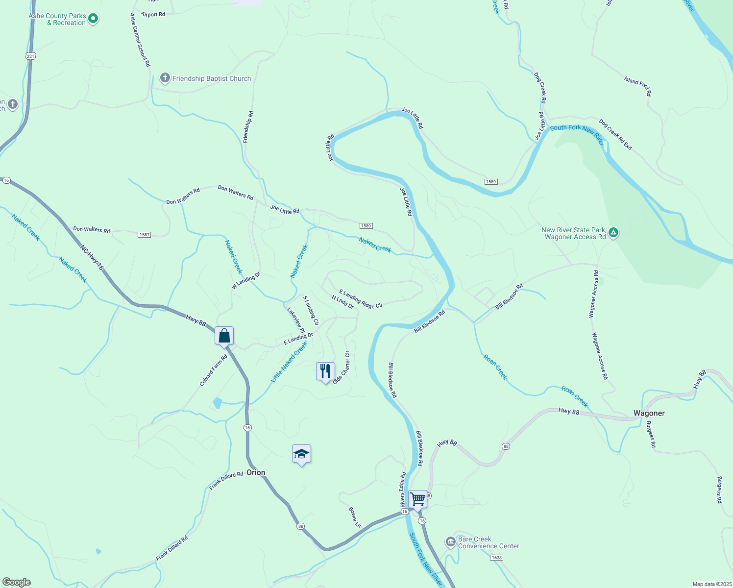 map of restaurants, bars, coffee shops, grocery stores, and more near 367 East Landing Ridge Circle in Jefferson