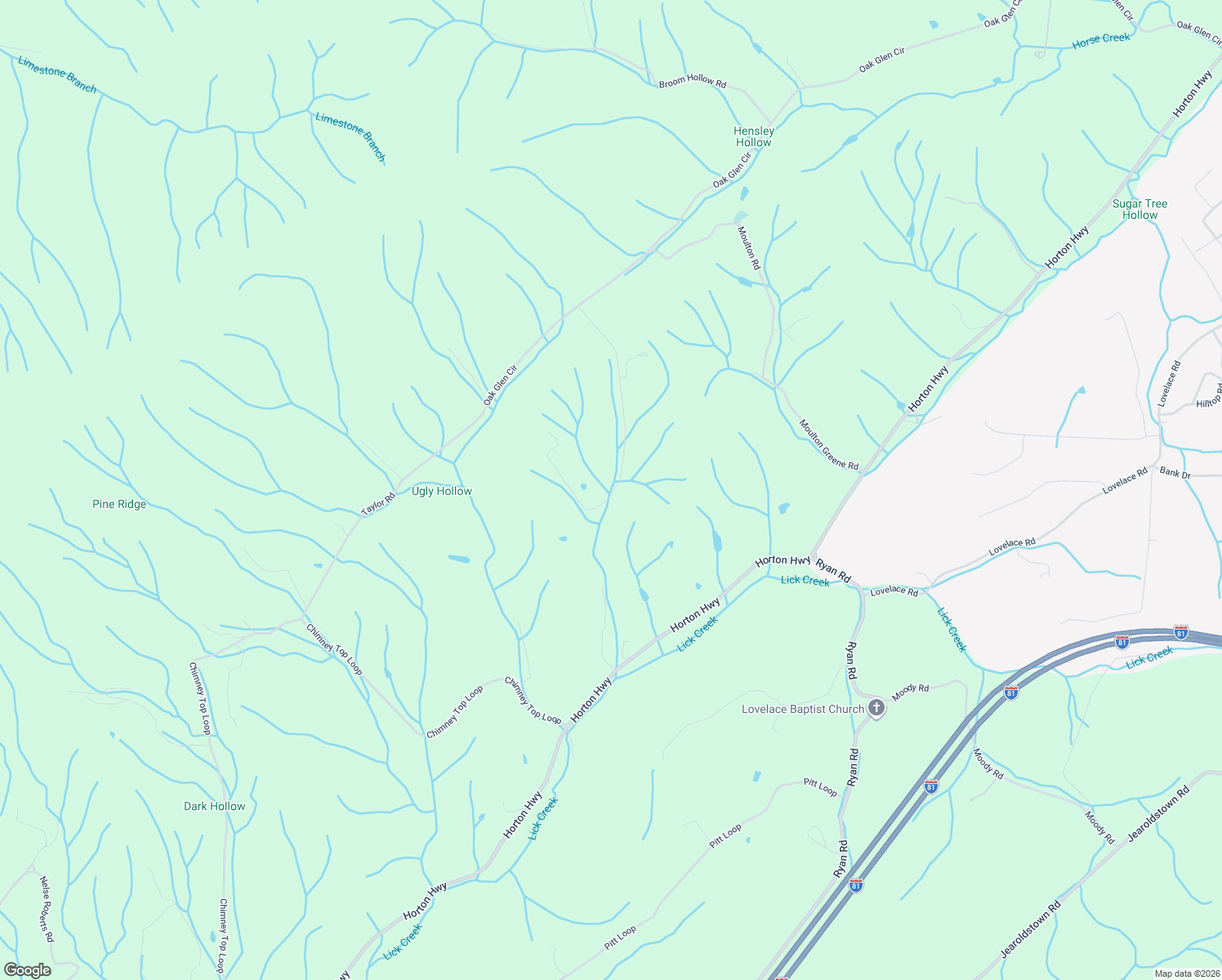 map of restaurants, bars, coffee shops, grocery stores, and more near 560 Poteat Lane in Fall Branch