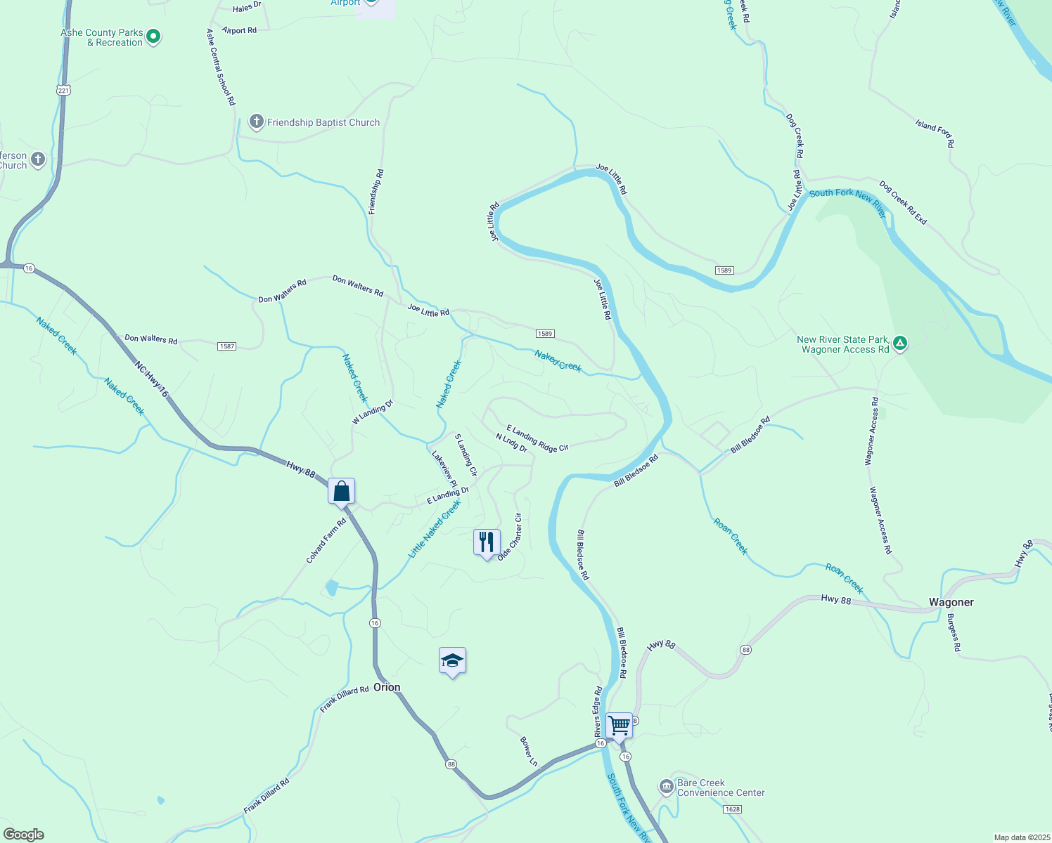 map of restaurants, bars, coffee shops, grocery stores, and more near 301 East Landing Ridge Circle in Jefferson
