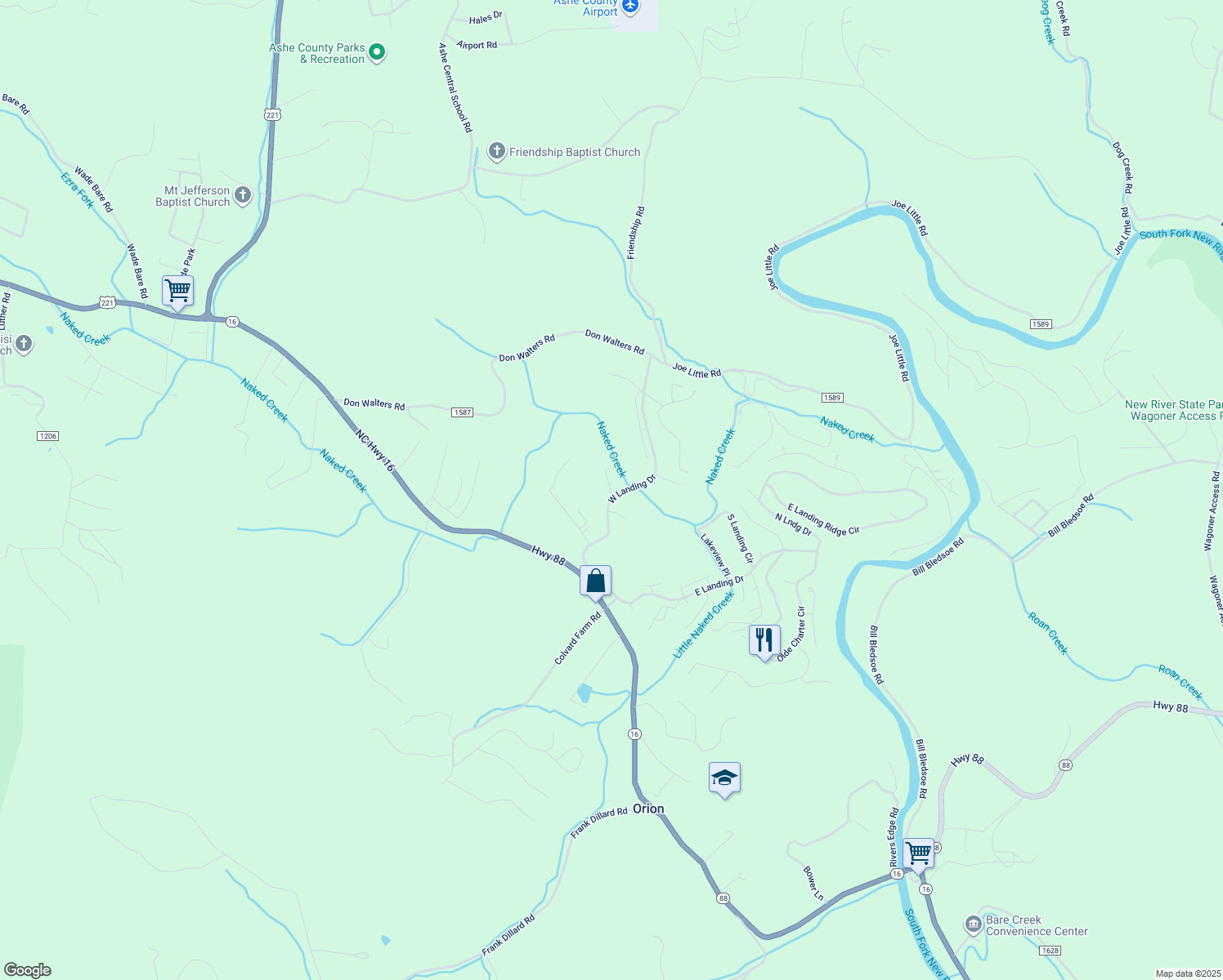 map of restaurants, bars, coffee shops, grocery stores, and more near 136 Hillside Court in Jefferson
