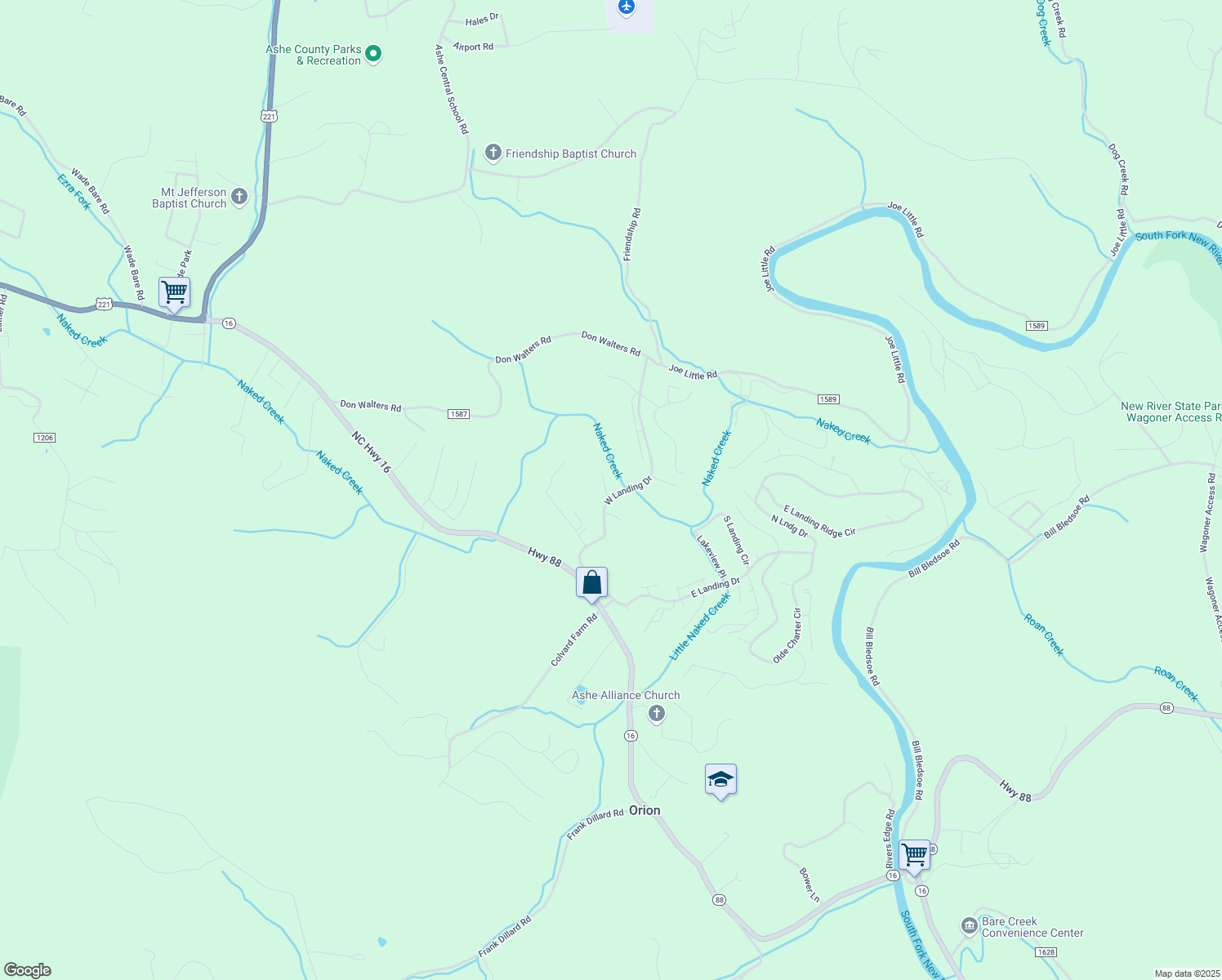 map of restaurants, bars, coffee shops, grocery stores, and more near 495 West Landing Drive in Jefferson