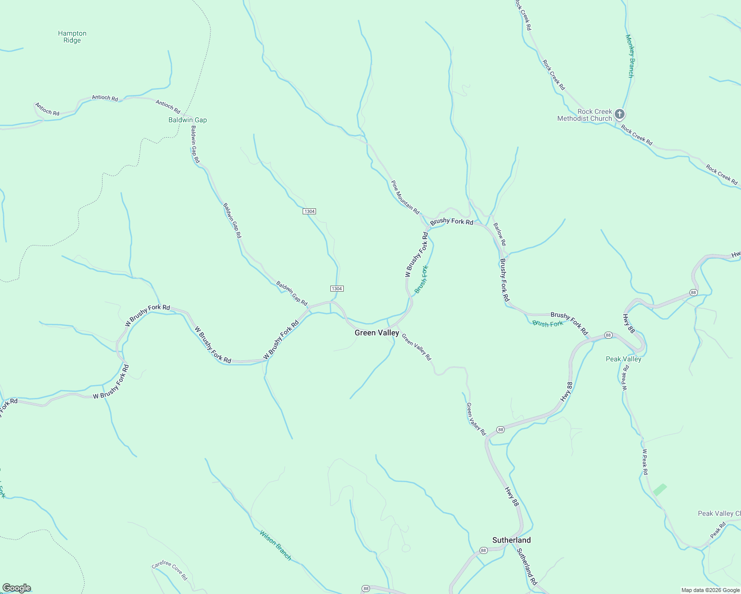 map of restaurants, bars, coffee shops, grocery stores, and more near 696 West Brushy Fork Road in Creston