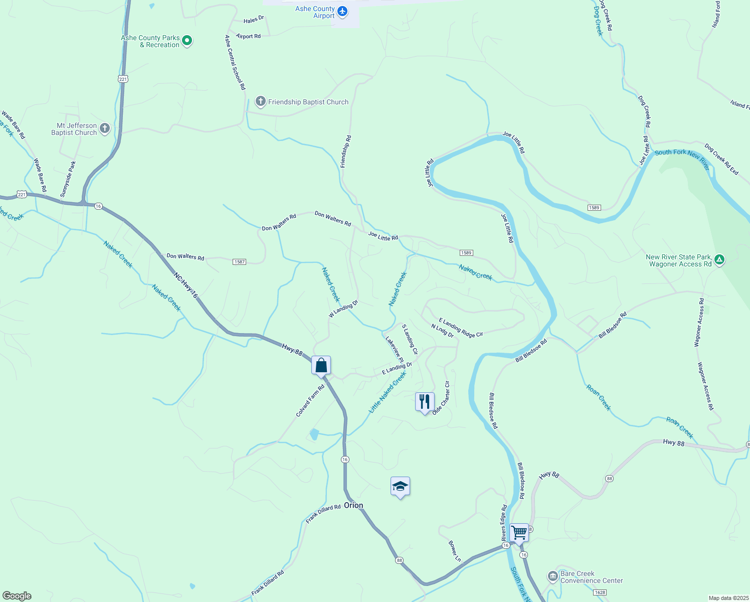 map of restaurants, bars, coffee shops, grocery stores, and more near 404 Stonehaven Drive in Jefferson