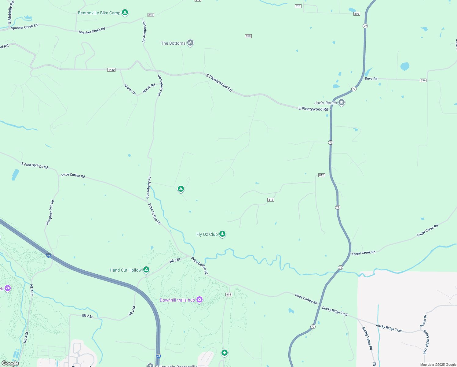 map of restaurants, bars, coffee shops, grocery stores, and more near 12784 Bracebridge Street in Bentonville