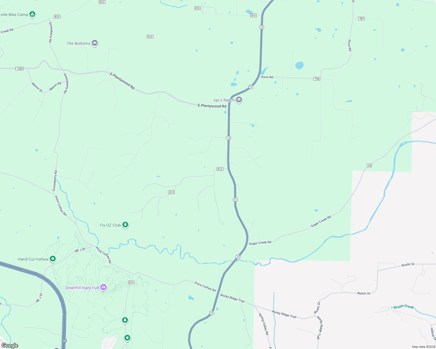map of restaurants, bars, coffee shops, grocery stores, and more near 9845-9893 River Oaks Drive in Bentonville