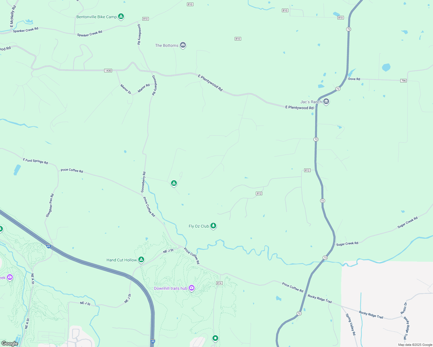 map of restaurants, bars, coffee shops, grocery stores, and more near 12784 Brace Bridge Street in Bentonville