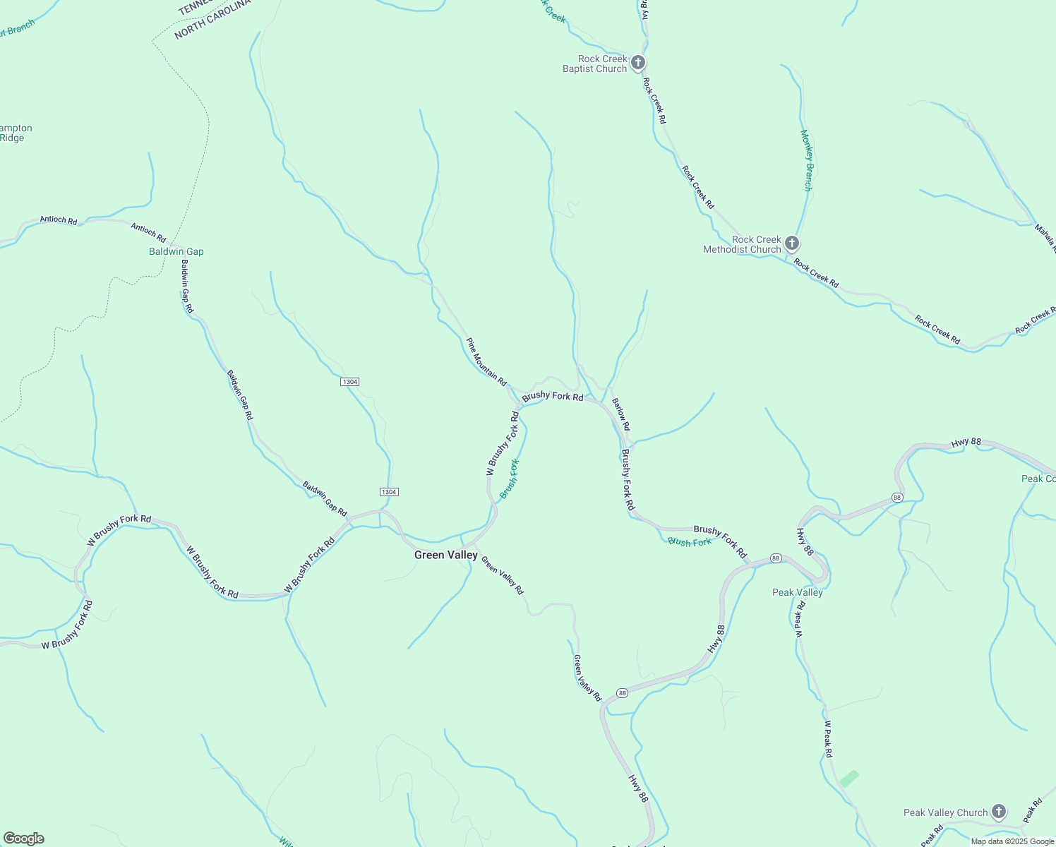 map of restaurants, bars, coffee shops, grocery stores, and more near 133 West Brushy Fork Road in Creston
