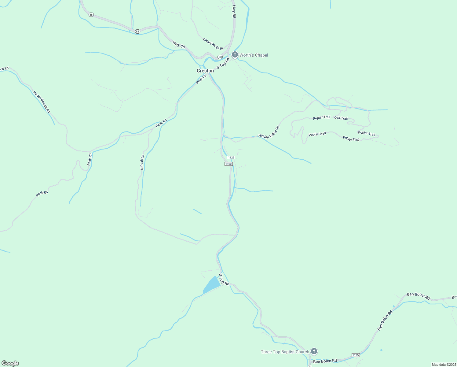 map of restaurants, bars, coffee shops, grocery stores, and more near 1262 3 Top Road in Creston
