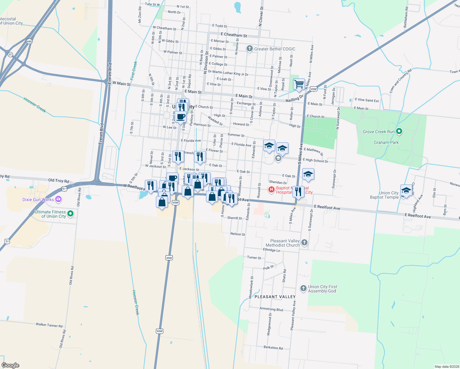 map of restaurants, bars, coffee shops, grocery stores, and more near 708 Bishop St in Union City