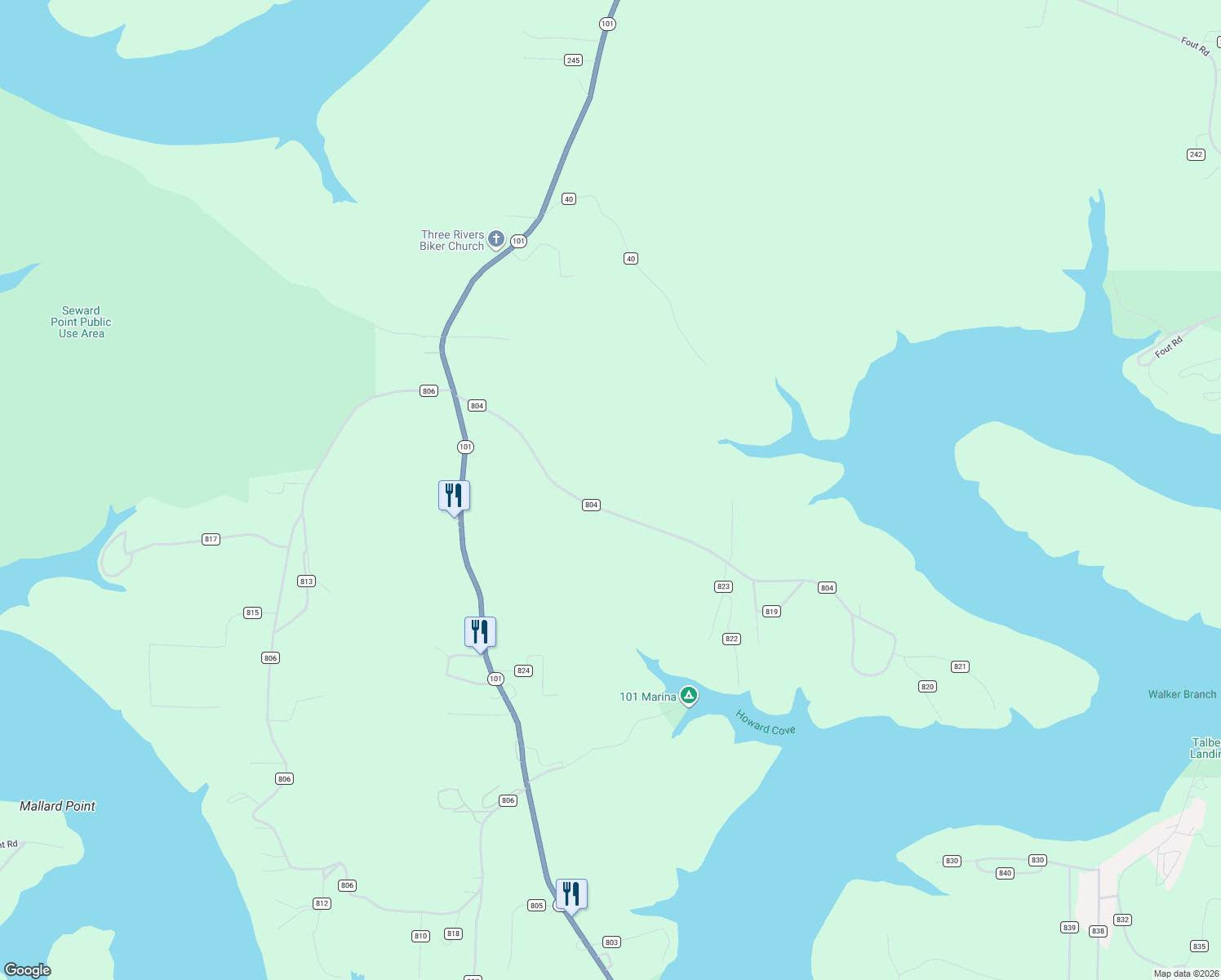 map of restaurants, bars, coffee shops, grocery stores, and more near 650 County Road 804 in Gamaliel