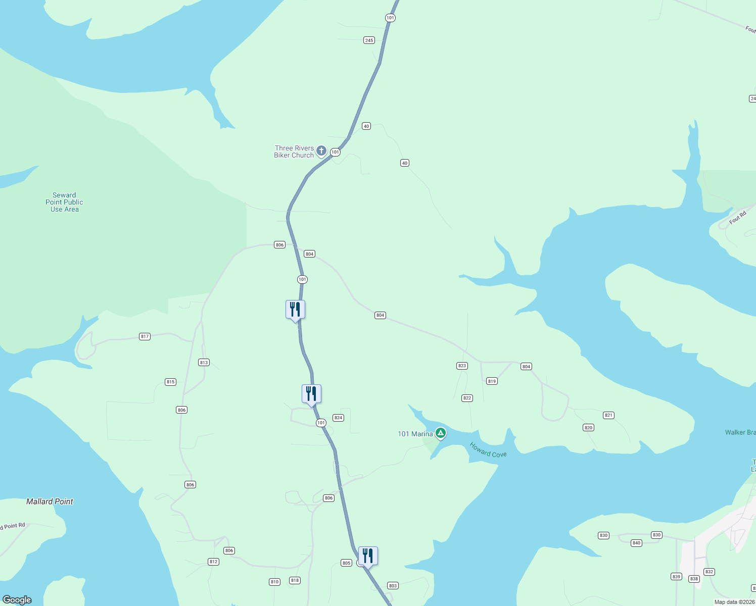 map of restaurants, bars, coffee shops, grocery stores, and more near 650 County Road 804 in Gamaliel