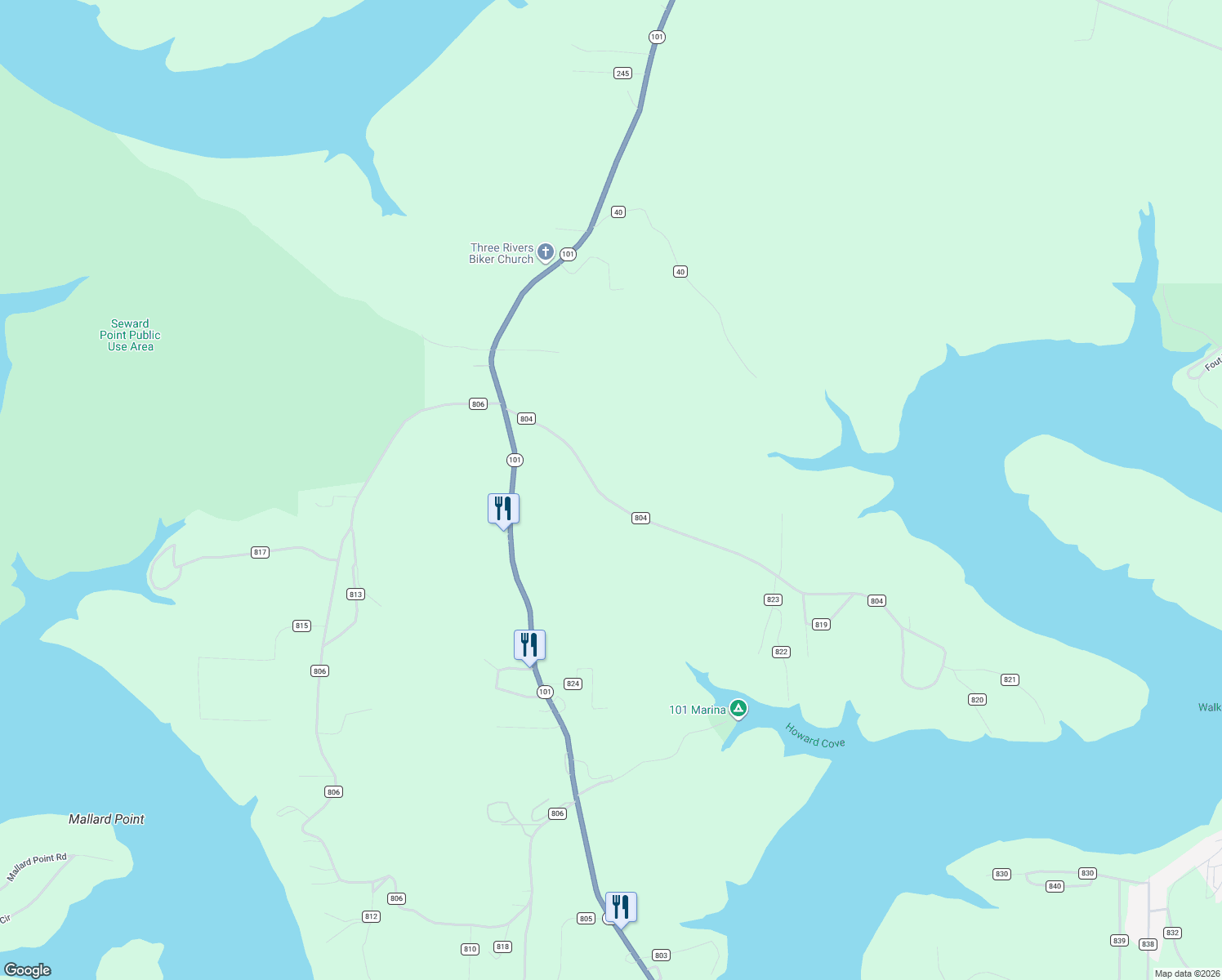 map of restaurants, bars, coffee shops, grocery stores, and more near 31-35 County Road 804 in Baxter