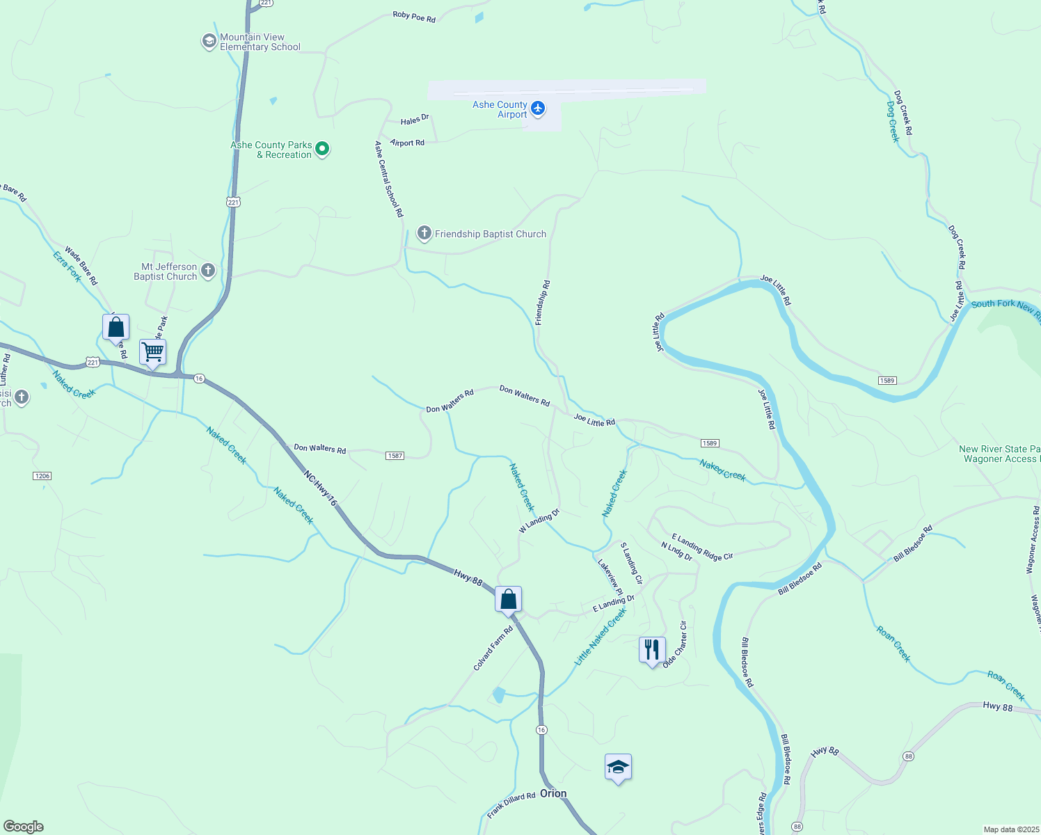 map of restaurants, bars, coffee shops, grocery stores, and more near 230 Rocky Creek Court in Jefferson