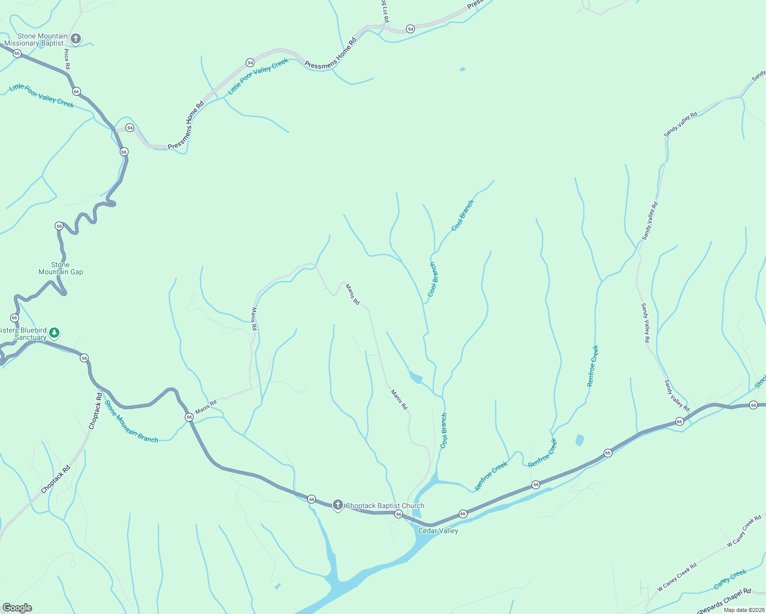 map of restaurants, bars, coffee shops, grocery stores, and more near 338 Manis Road in Rogersville