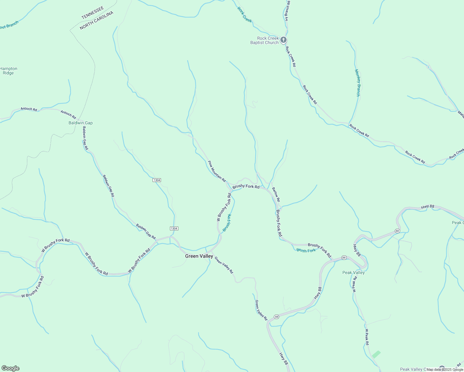 map of restaurants, bars, coffee shops, grocery stores, and more near 1154 West Brushy Fork Road in Creston