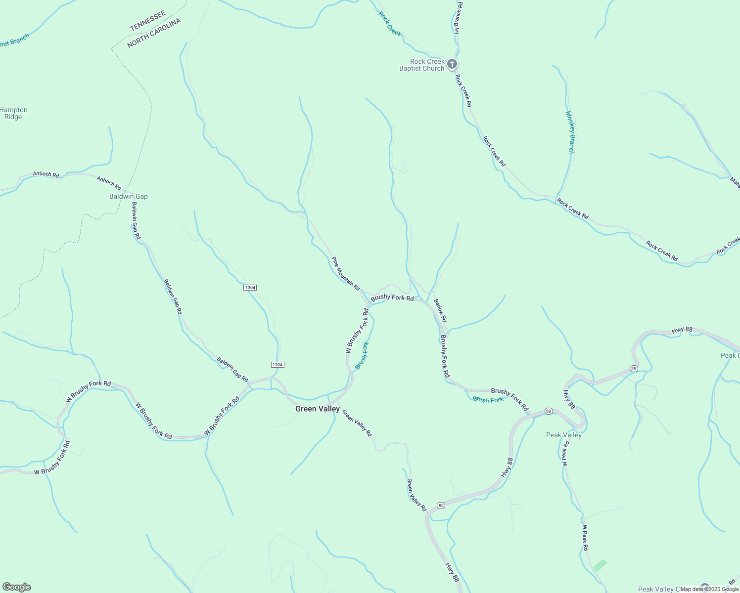 map of restaurants, bars, coffee shops, grocery stores, and more near 1154 West Brushy Fork Road in Creston
