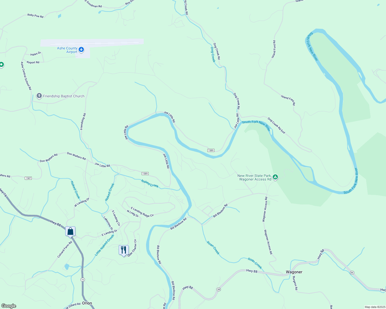 map of restaurants, bars, coffee shops, grocery stores, and more near 614 Shawnee Trail in Jefferson