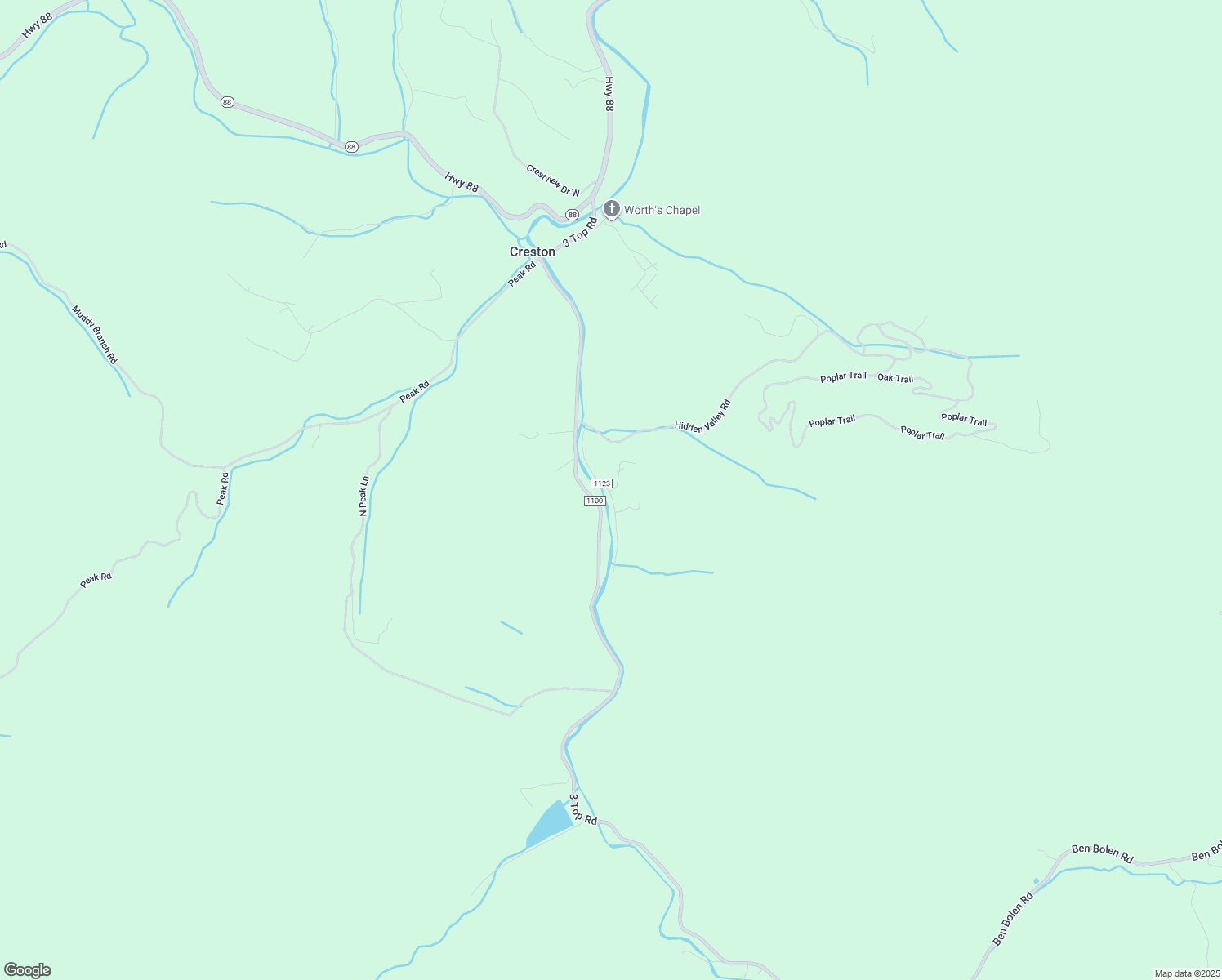 map of restaurants, bars, coffee shops, grocery stores, and more near 360 Eller Road in Creston