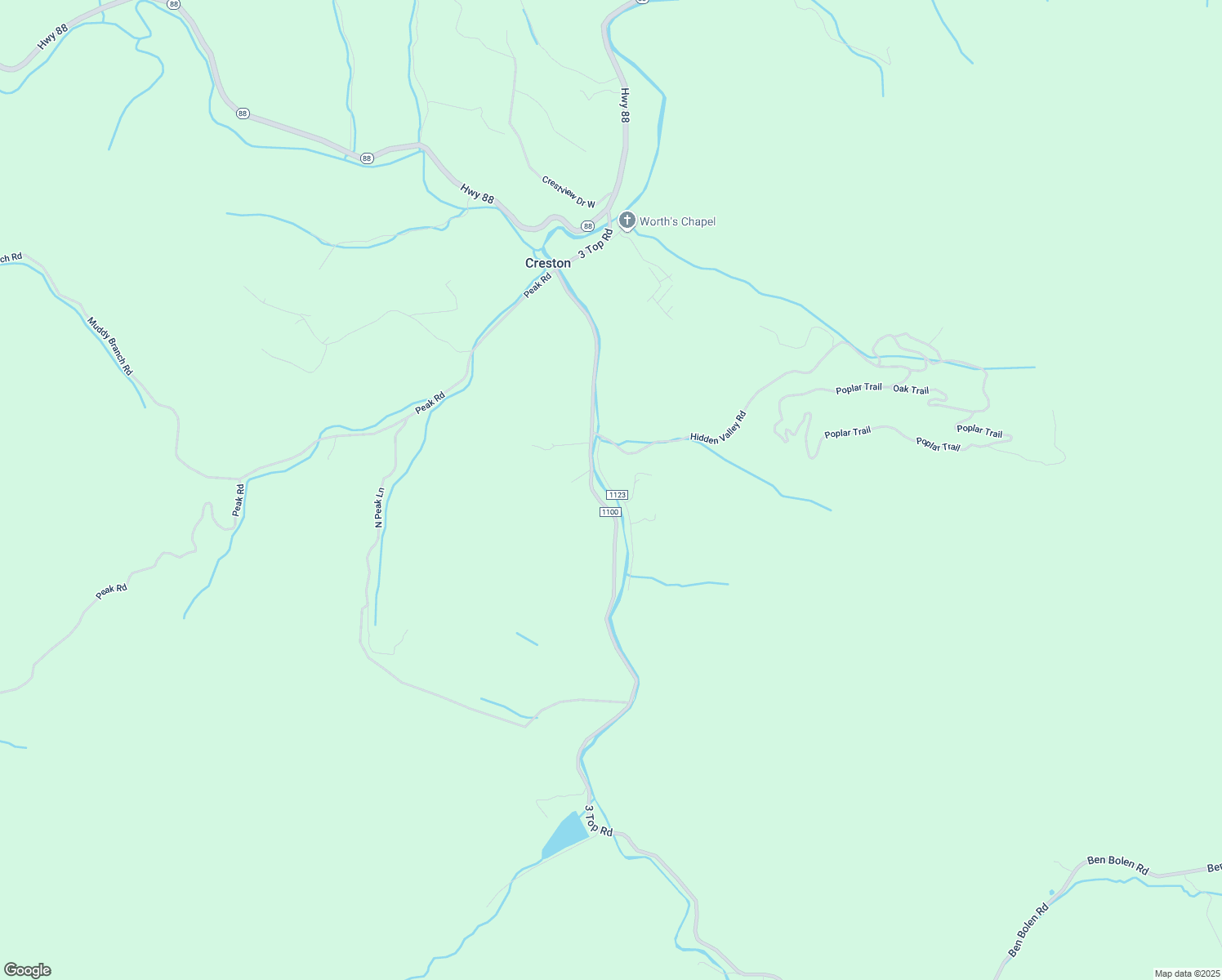 map of restaurants, bars, coffee shops, grocery stores, and more near 360 Eller Road in Creston