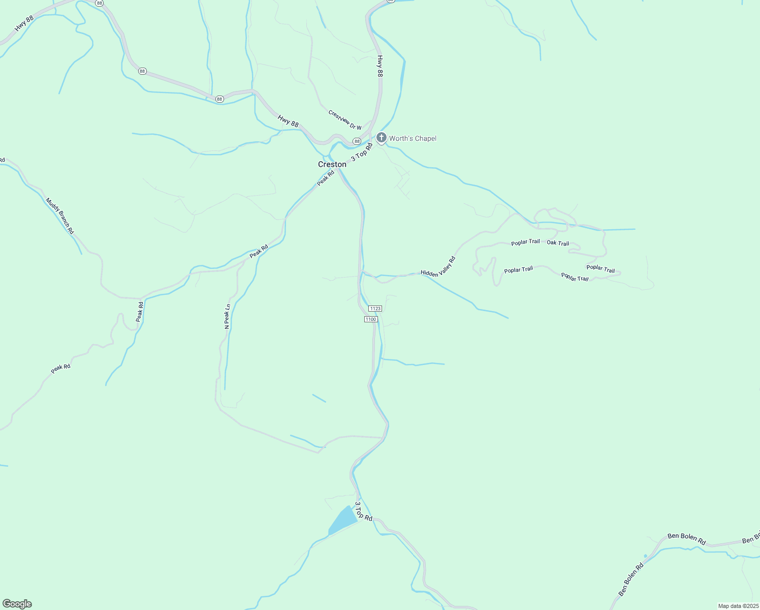 map of restaurants, bars, coffee shops, grocery stores, and more near 317 Eller Road in Creston