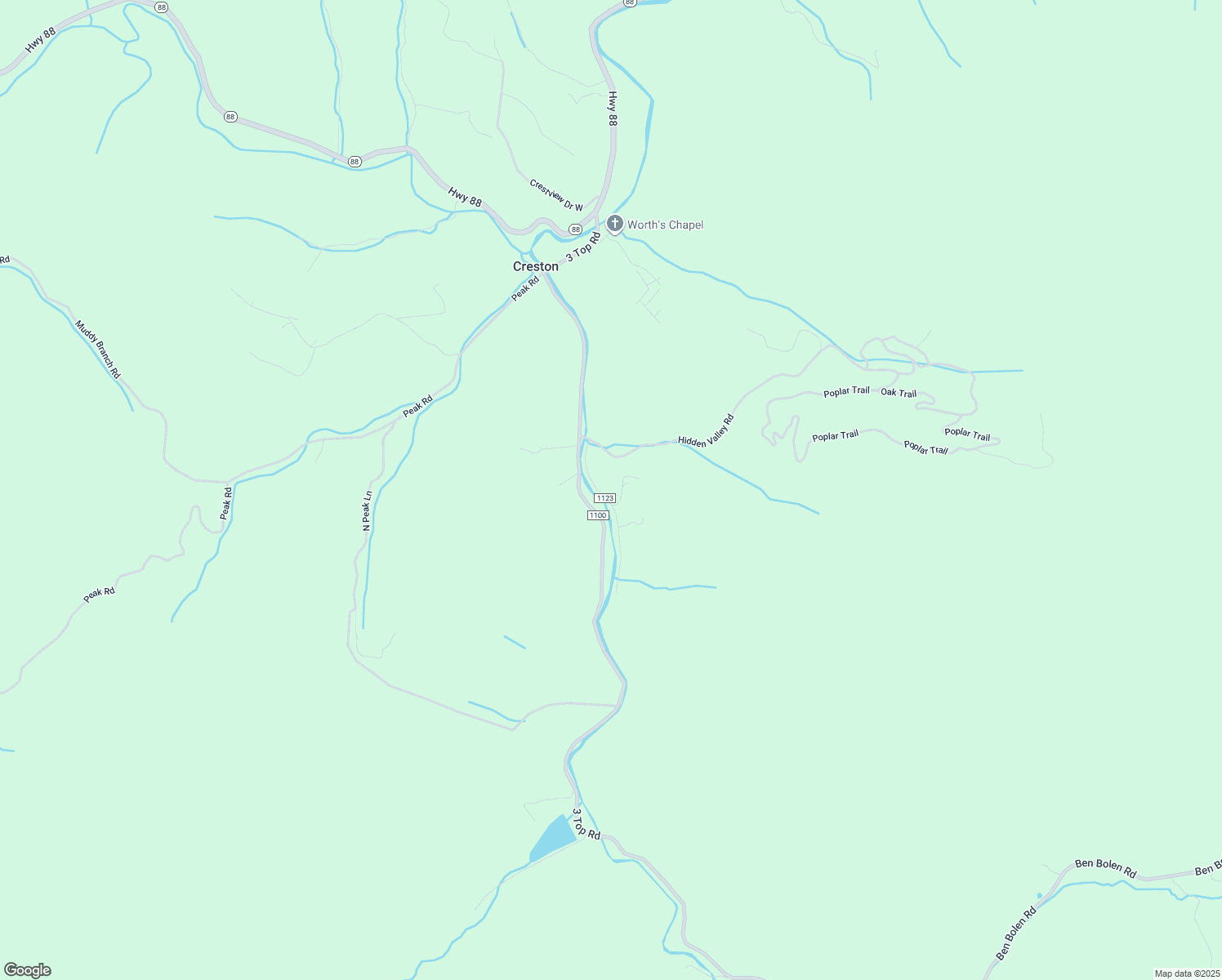 map of restaurants, bars, coffee shops, grocery stores, and more near 317 Eller Road in Creston