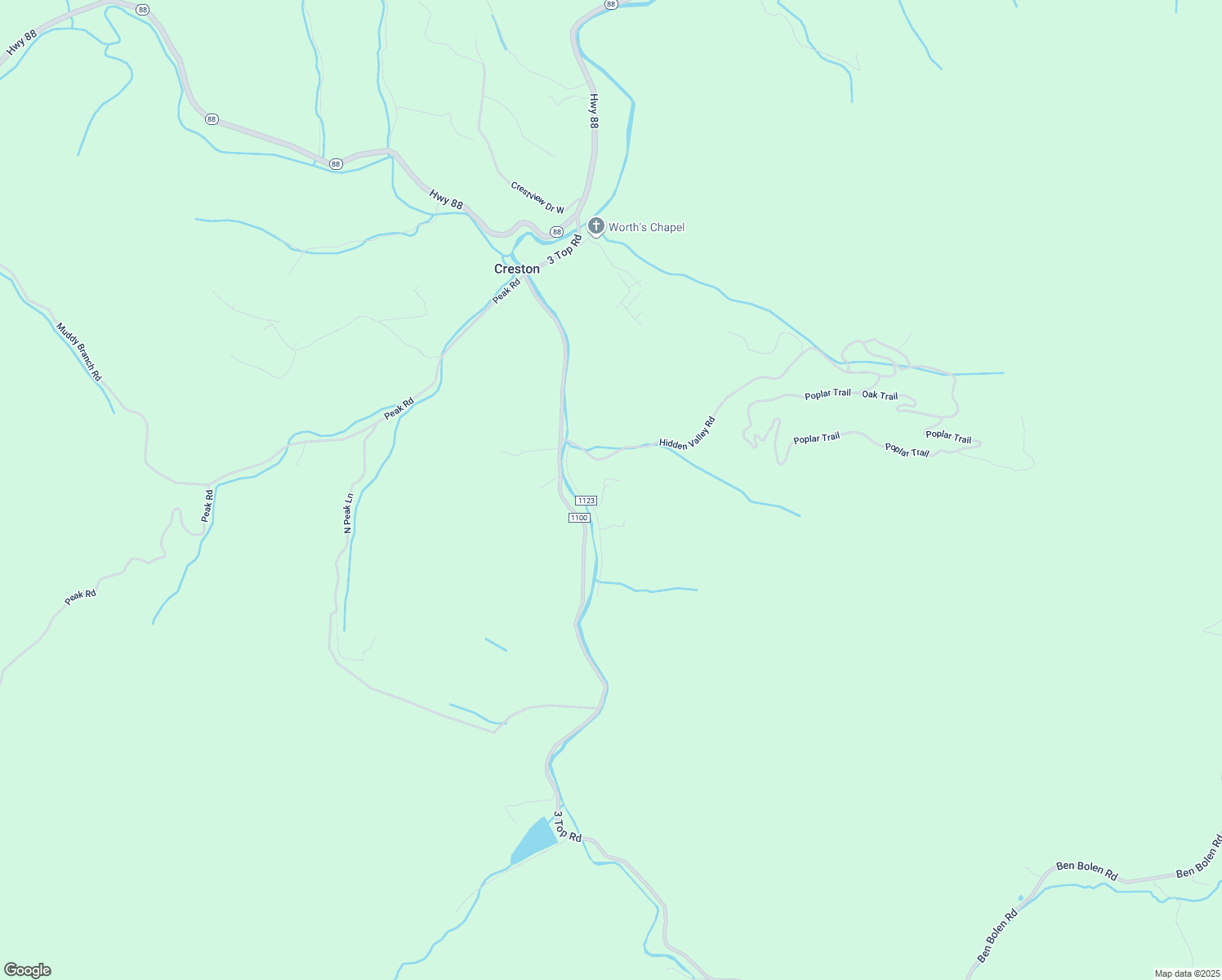map of restaurants, bars, coffee shops, grocery stores, and more near 331 Eller Road in Creston
