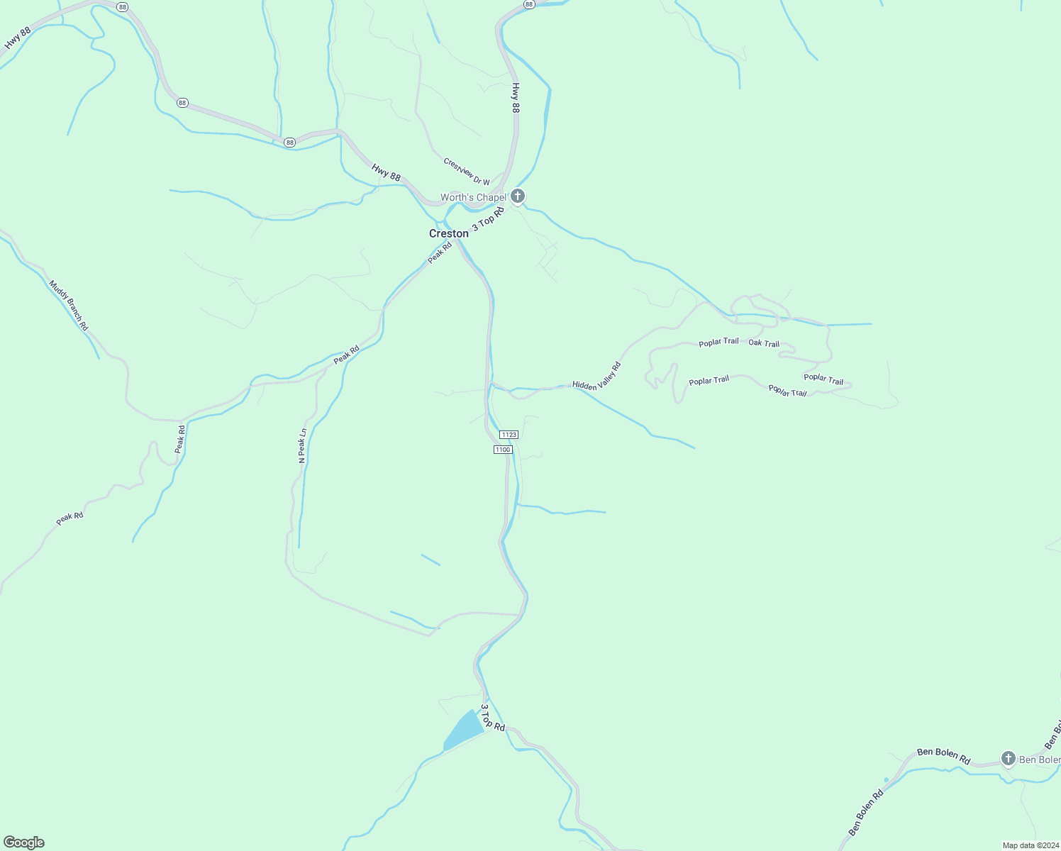map of restaurants, bars, coffee shops, grocery stores, and more near 331 Eller Road in Creston