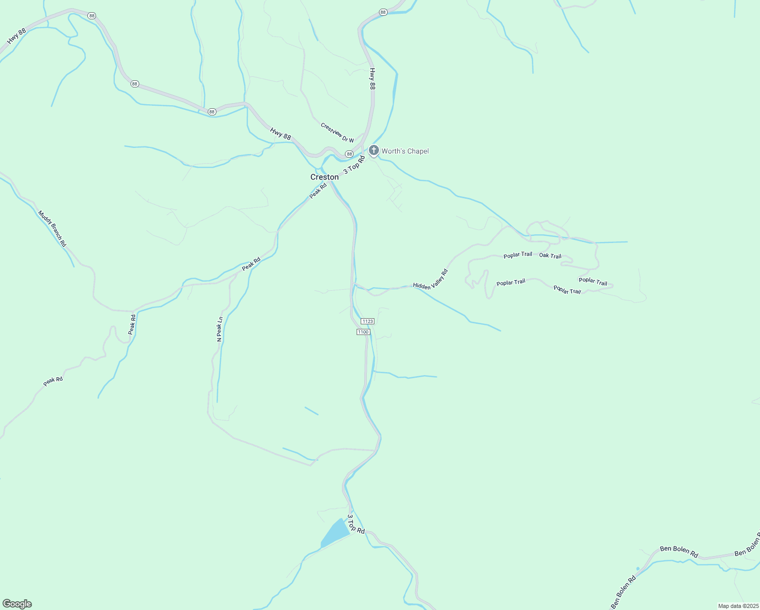 map of restaurants, bars, coffee shops, grocery stores, and more near 331 Eller Road in Creston