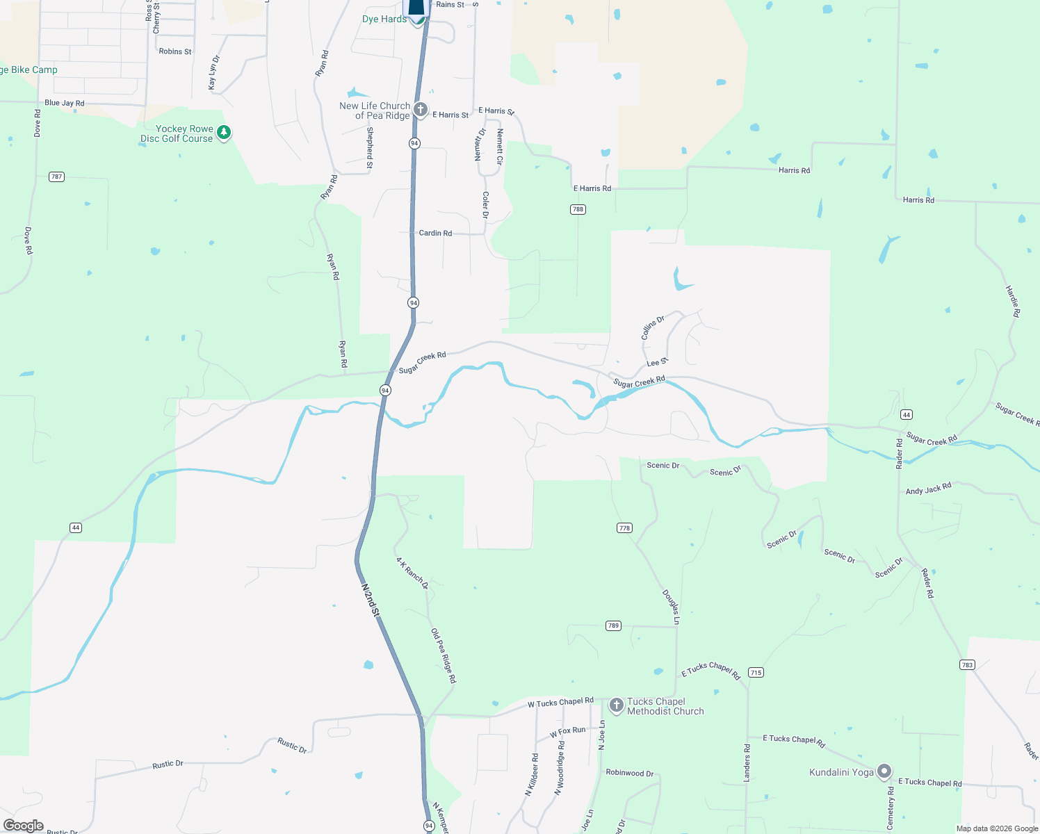 map of restaurants, bars, coffee shops, grocery stores, and more near 480 Willis Lane in Pea Ridge