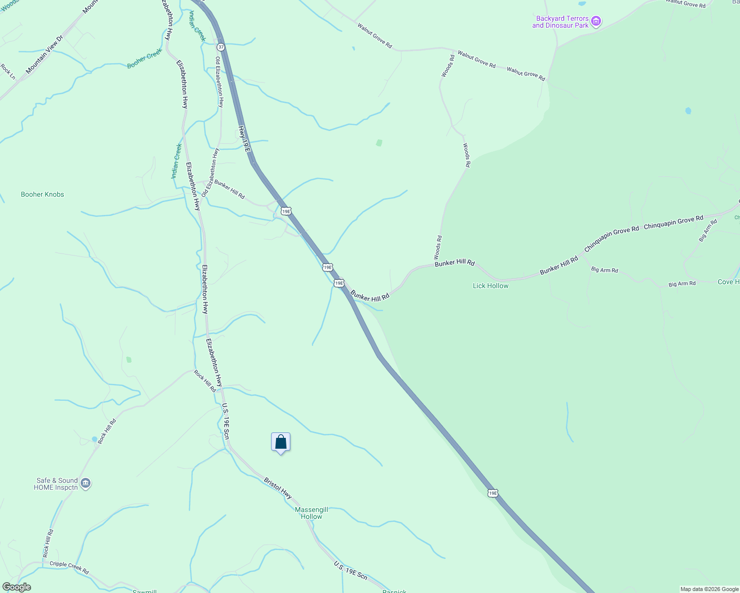 map of restaurants, bars, coffee shops, grocery stores, and more near 461 Bunker Hill Road in Bluff City