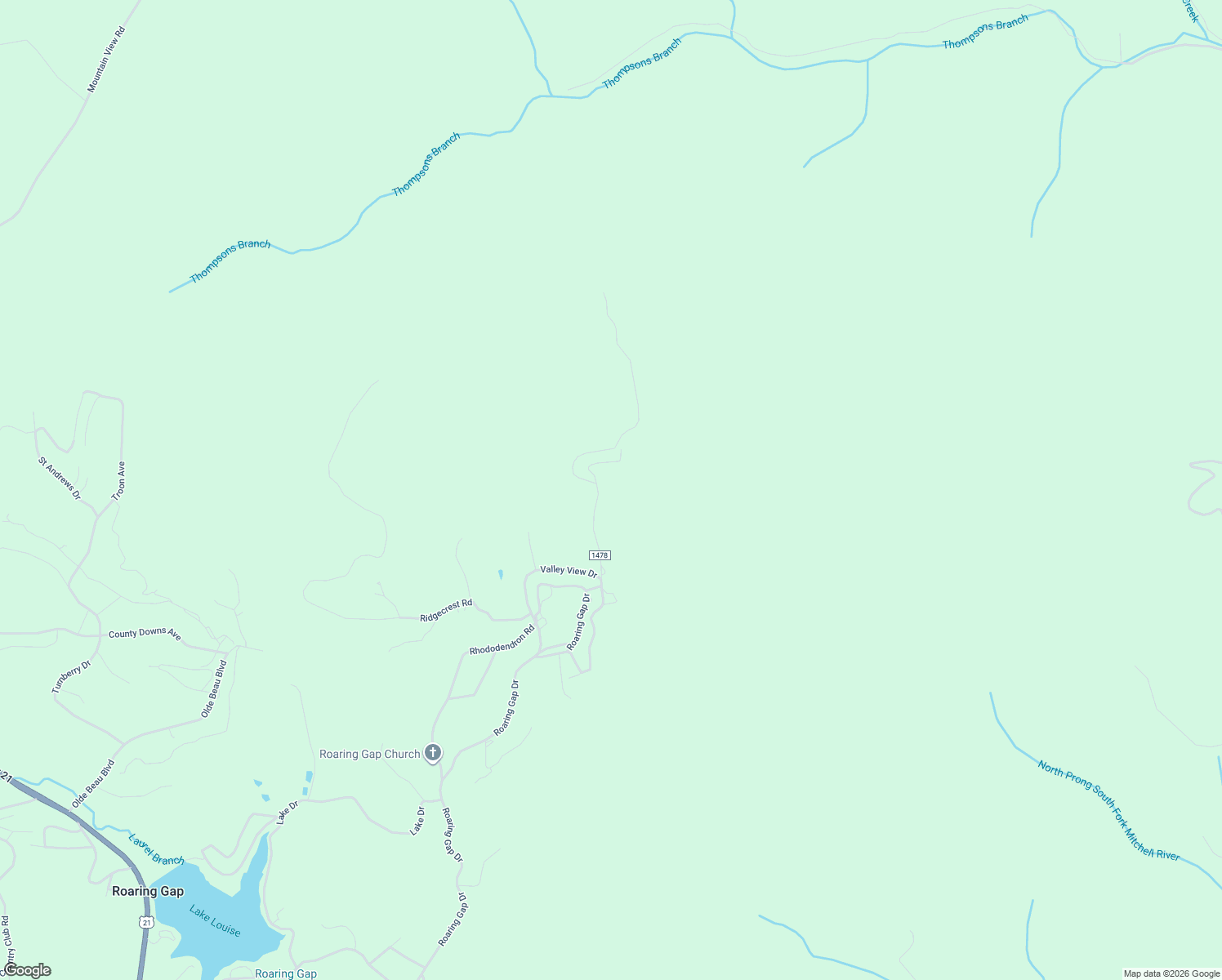 map of restaurants, bars, coffee shops, grocery stores, and more near 260 Ridge Run Road in Glade Valley