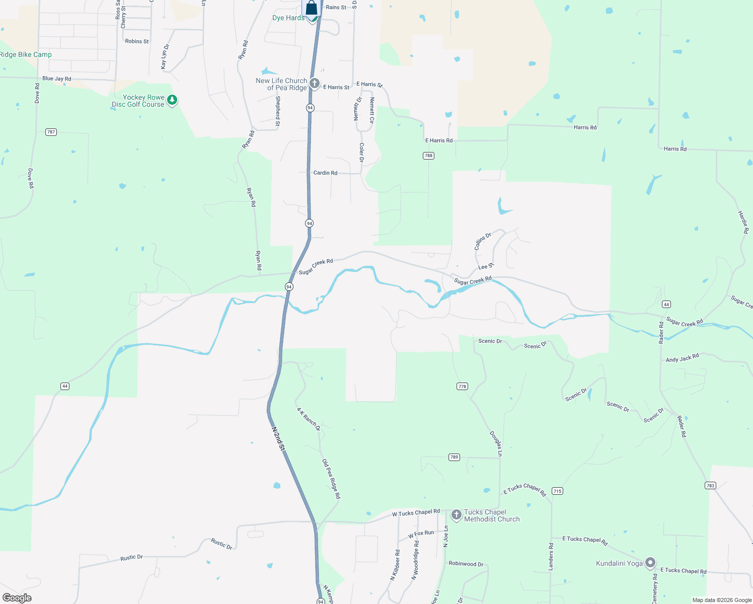 map of restaurants, bars, coffee shops, grocery stores, and more near 480 Willis Lane in Pea Ridge