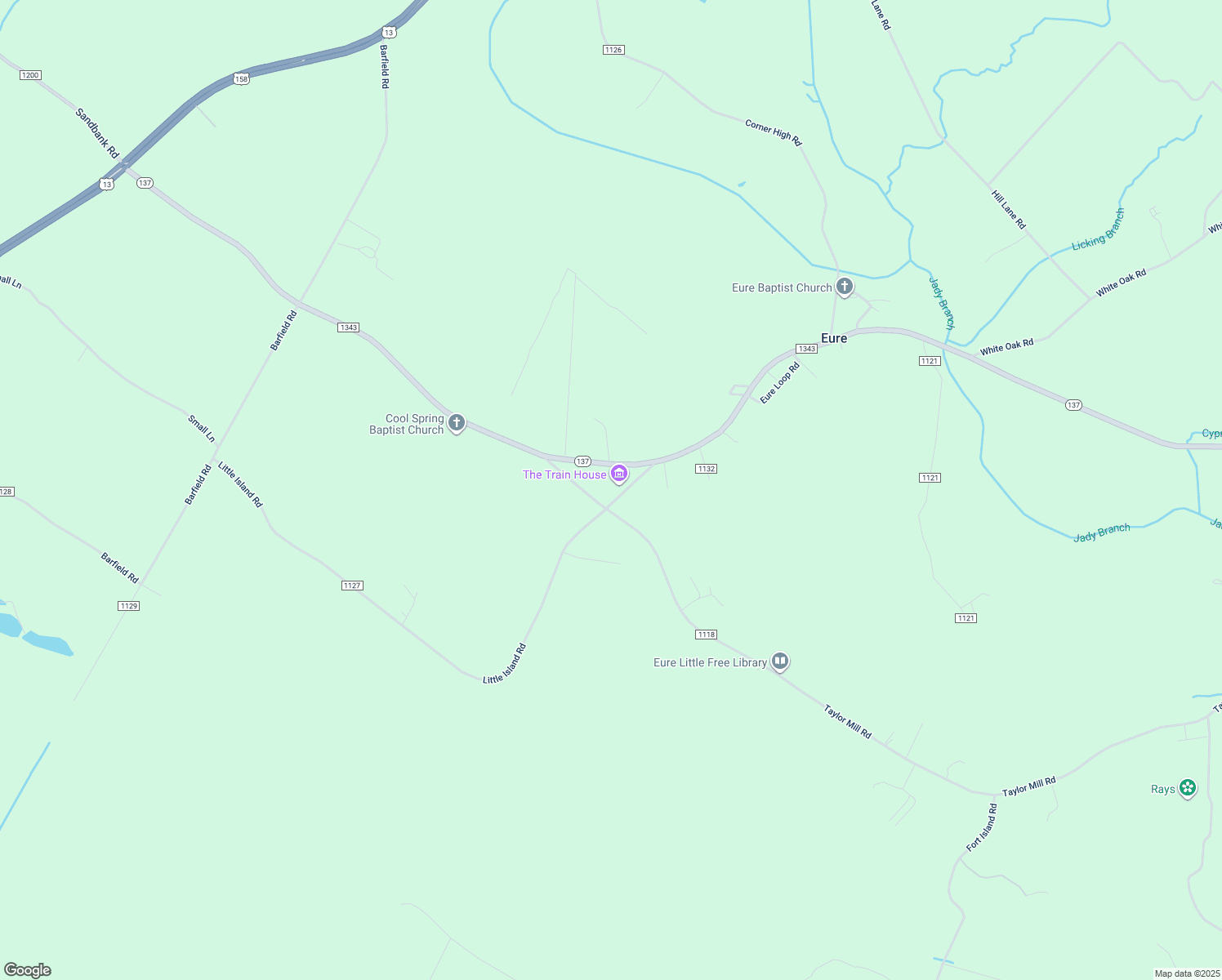 map of restaurants, bars, coffee shops, grocery stores, and more near 25 Little Island Road in Eure