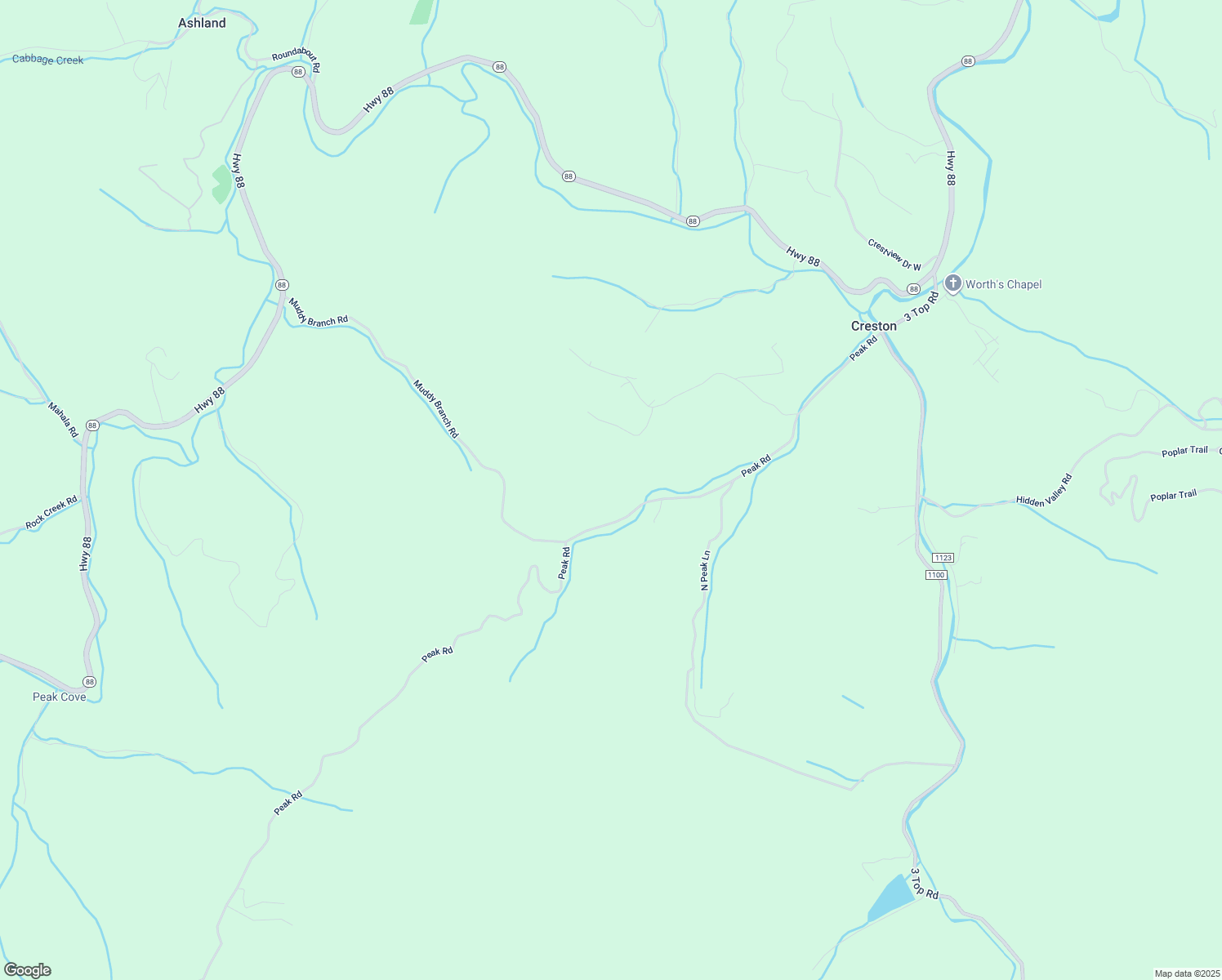 map of restaurants, bars, coffee shops, grocery stores, and more near 990 Peak Road in Creston