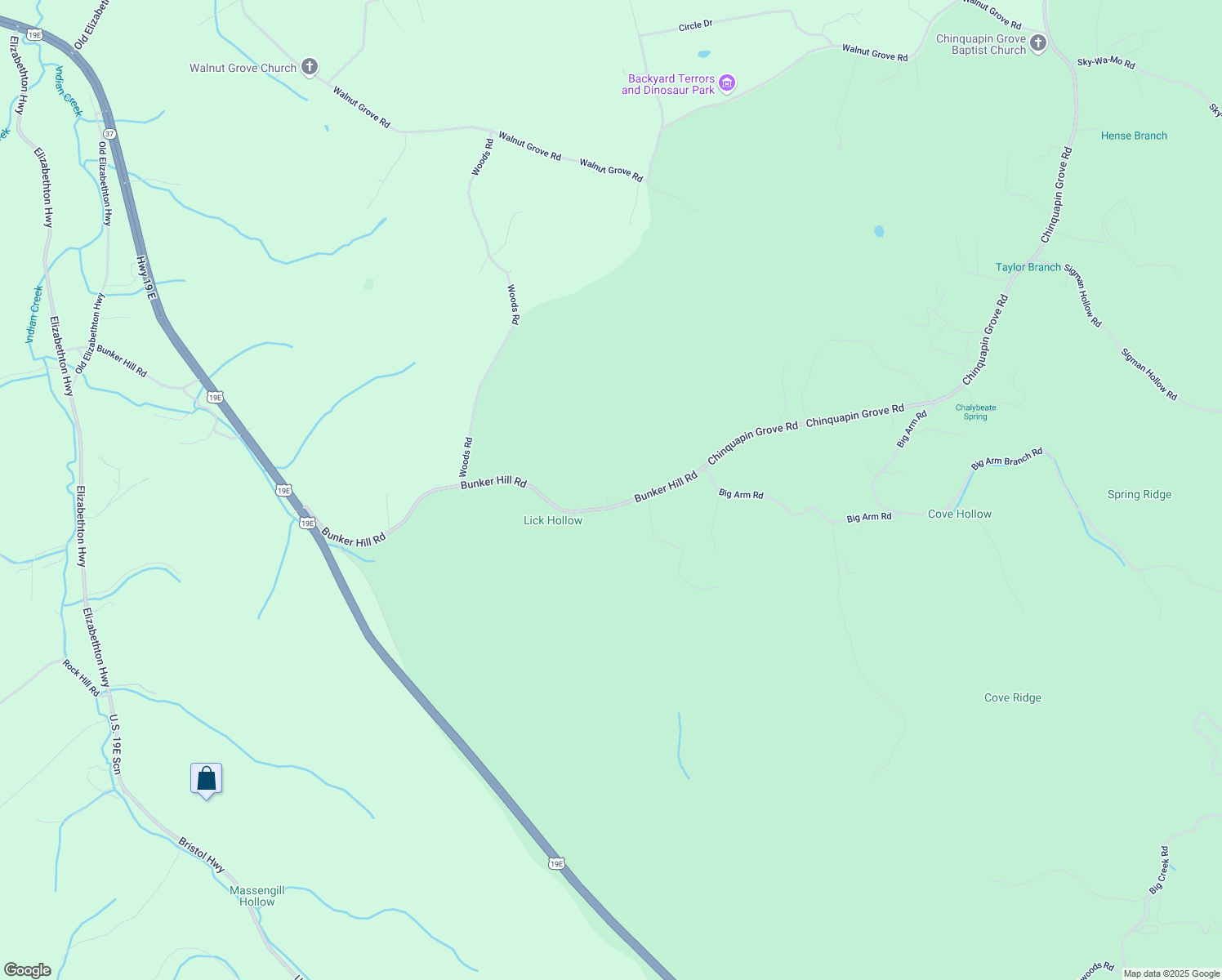 map of restaurants, bars, coffee shops, grocery stores, and more near 809 Bunker Hill Road in Bluff City