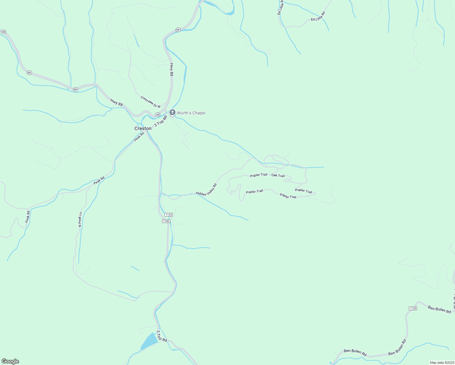 map of restaurants, bars, coffee shops, grocery stores, and more near 1389 Poplar Trail in Creston