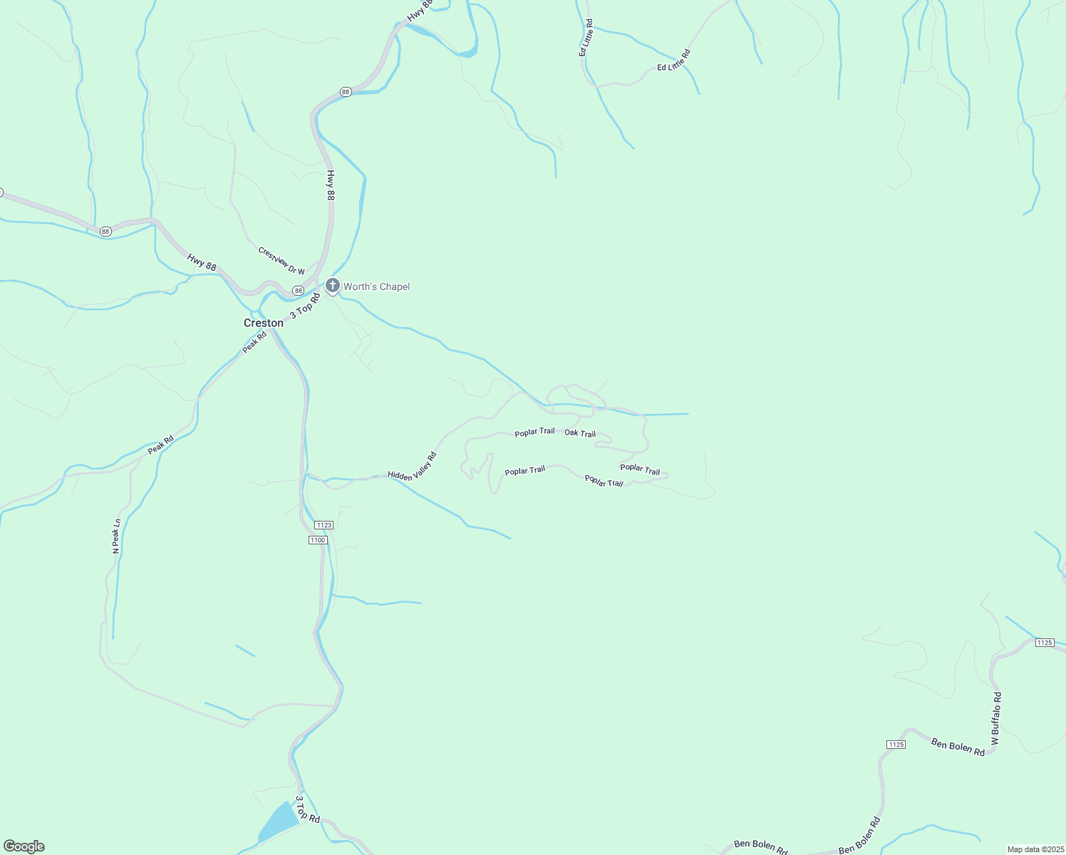 map of restaurants, bars, coffee shops, grocery stores, and more near 1627 Poplar Trail in Creston