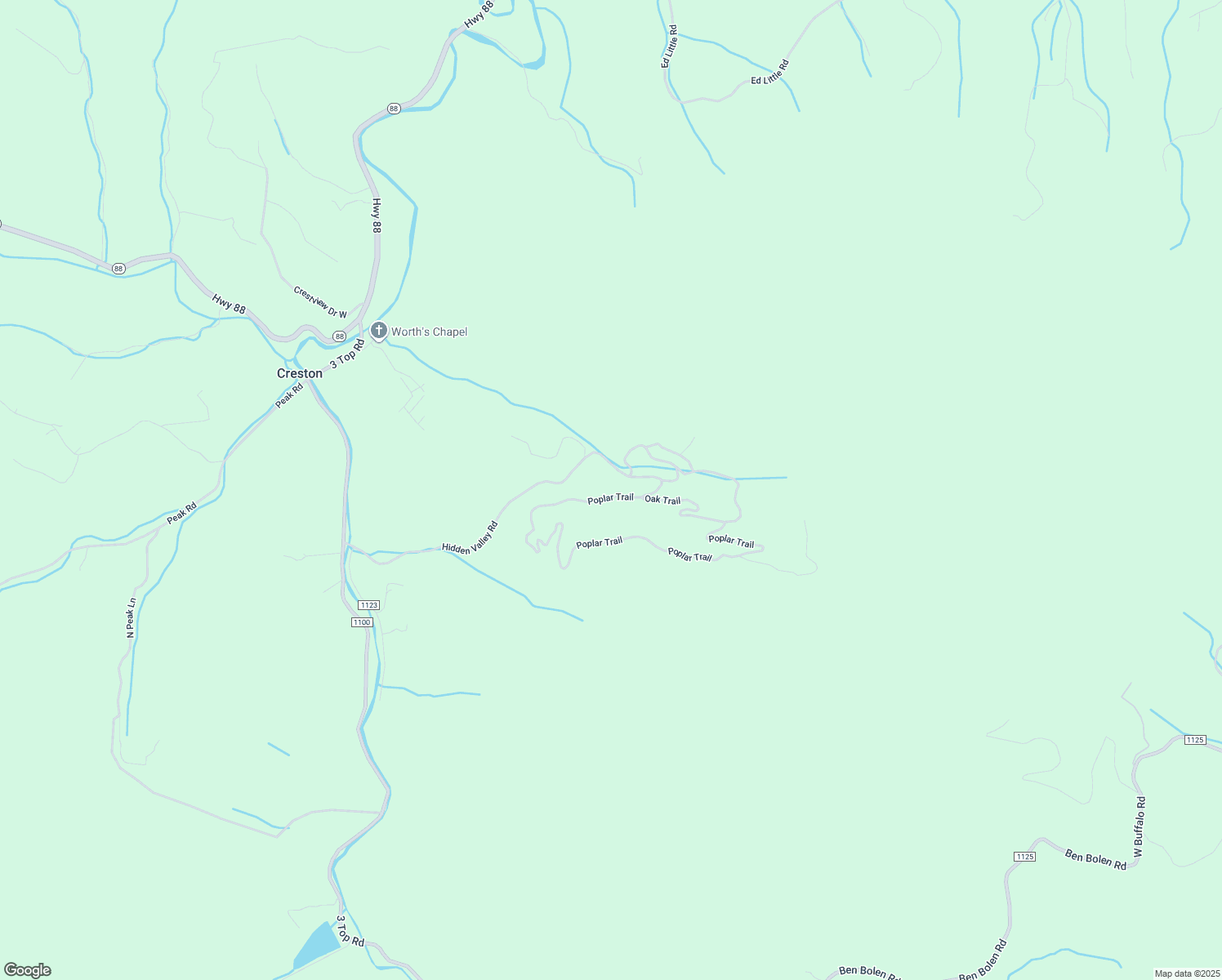 map of restaurants, bars, coffee shops, grocery stores, and more near 1627 Poplar Trail in Creston