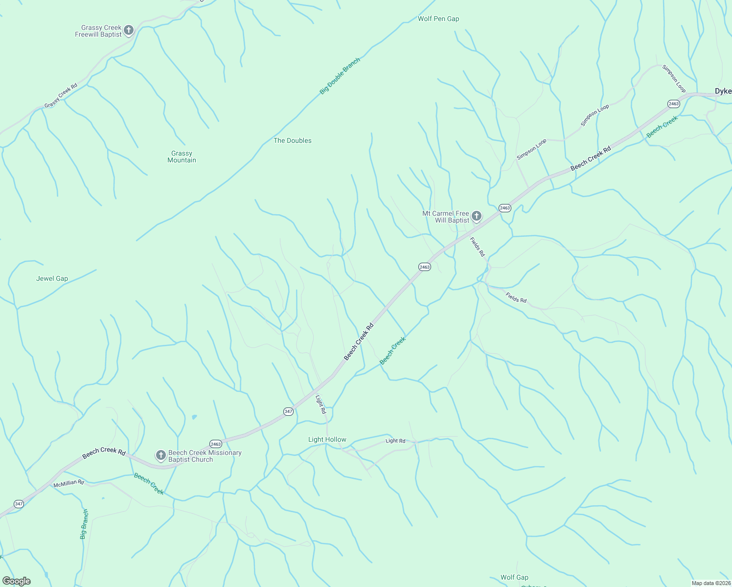 map of restaurants, bars, coffee shops, grocery stores, and more near 3493 Beech Creek Road in Rogersville