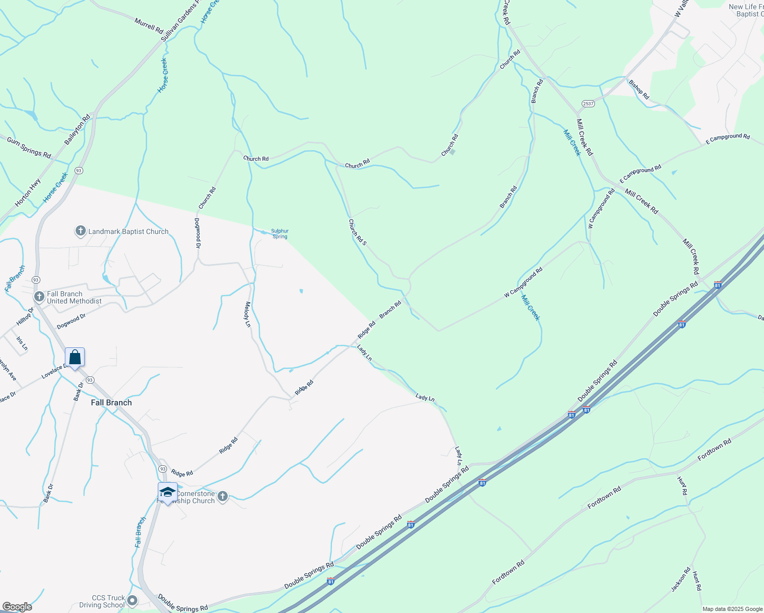 map of restaurants, bars, coffee shops, grocery stores, and more near 790 Branch Road in Fall Branch