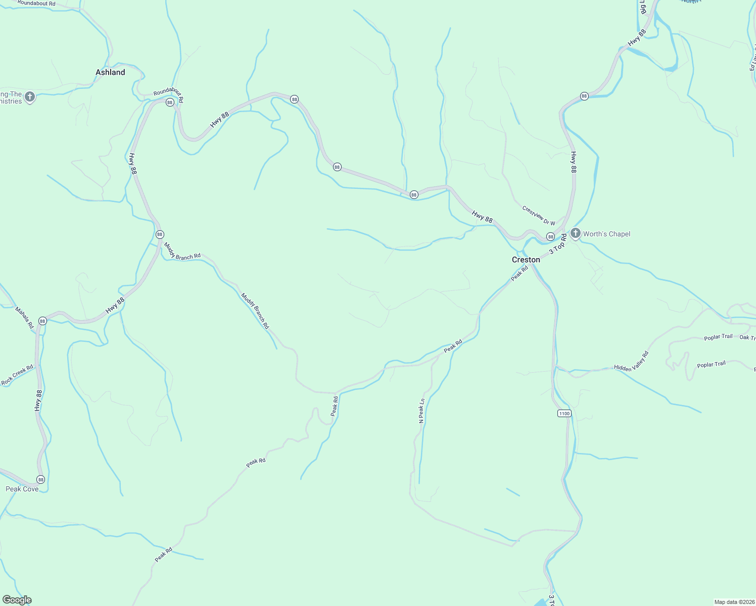 map of restaurants, bars, coffee shops, grocery stores, and more near 633 Trivette Hollow Road in Creston