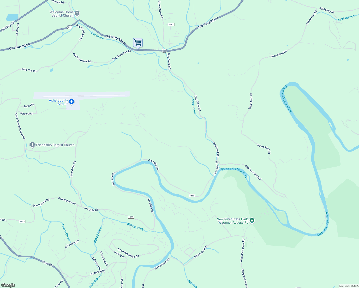 map of restaurants, bars, coffee shops, grocery stores, and more near 2011 Friendship Road in Jefferson