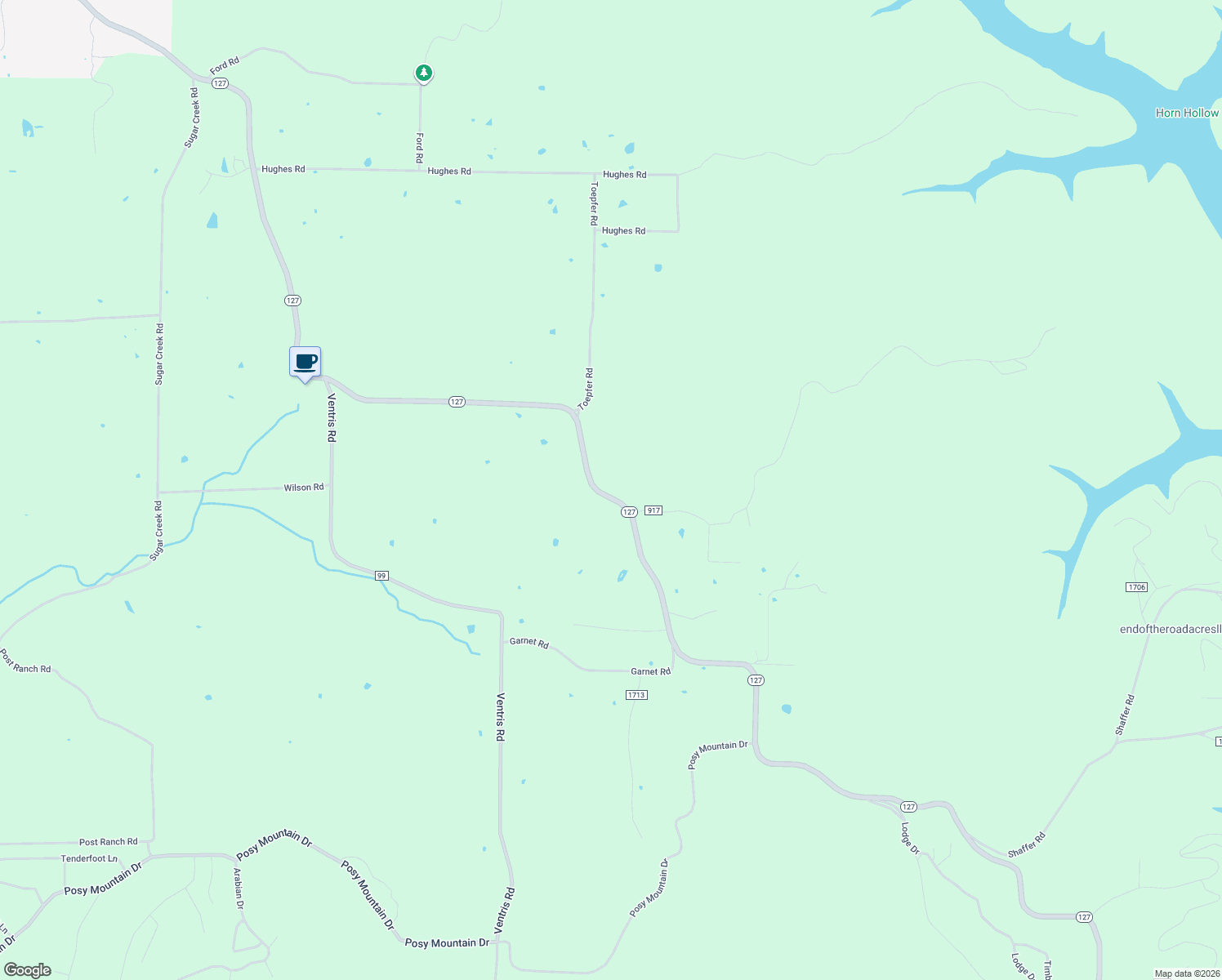 map of restaurants, bars, coffee shops, grocery stores, and more near 19872 Arkansas 127 in Garfield