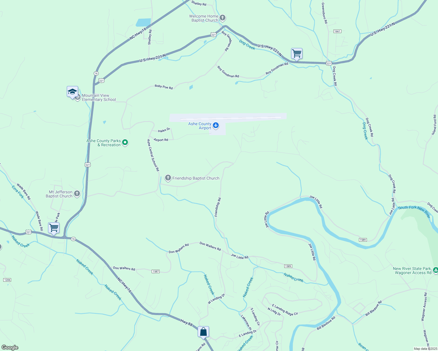 map of restaurants, bars, coffee shops, grocery stores, and more near 777 Friendship Road in Jefferson