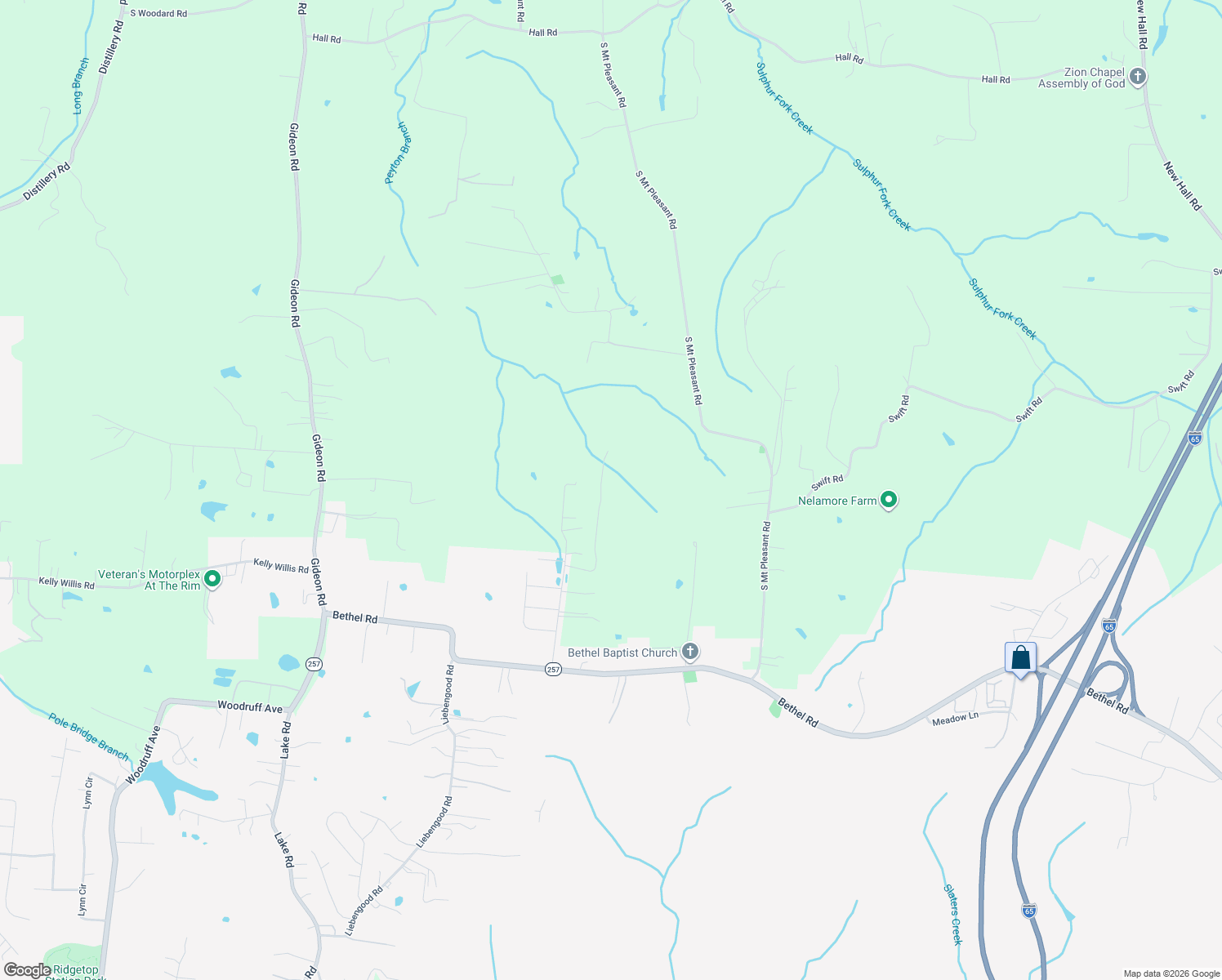 map of restaurants, bars, coffee shops, grocery stores, and more near 2379 Buckner Road in Greenbrier