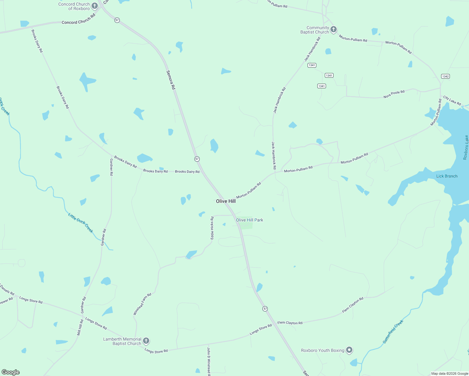 map of restaurants, bars, coffee shops, grocery stores, and more near 1151 Morton-Pulliam Road in Roxboro