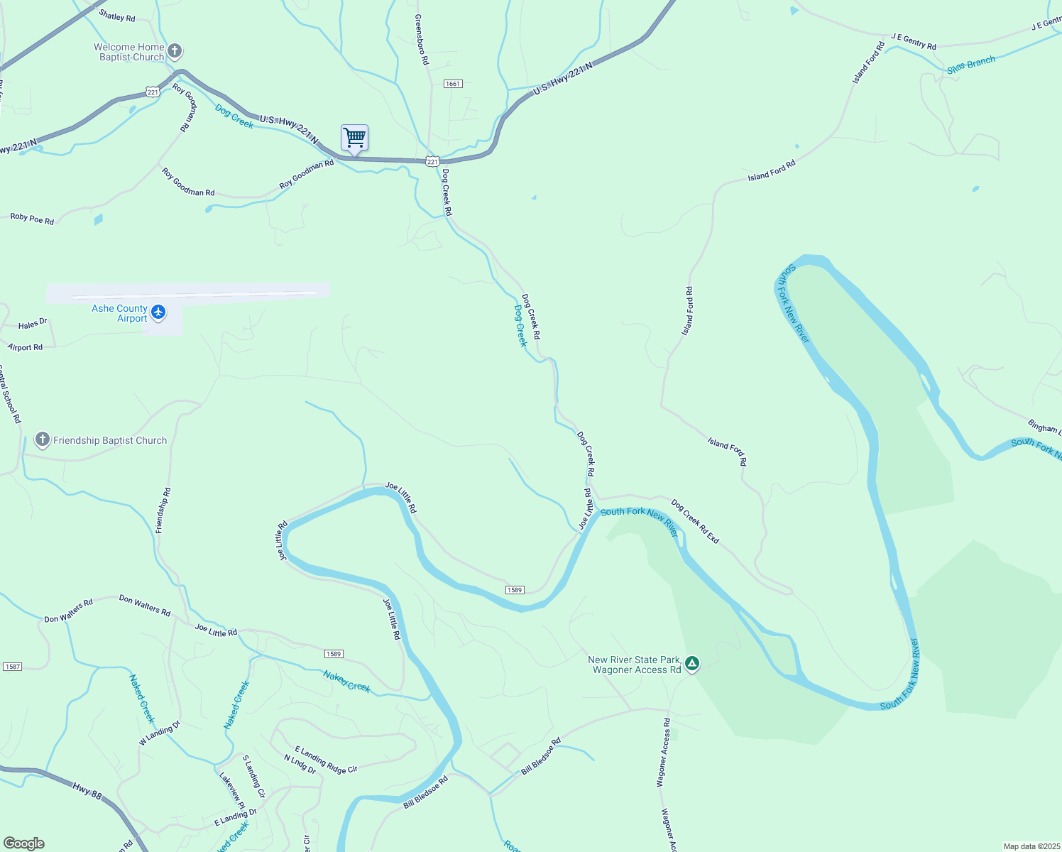 map of restaurants, bars, coffee shops, grocery stores, and more near 2143 Friendship Road in Jefferson