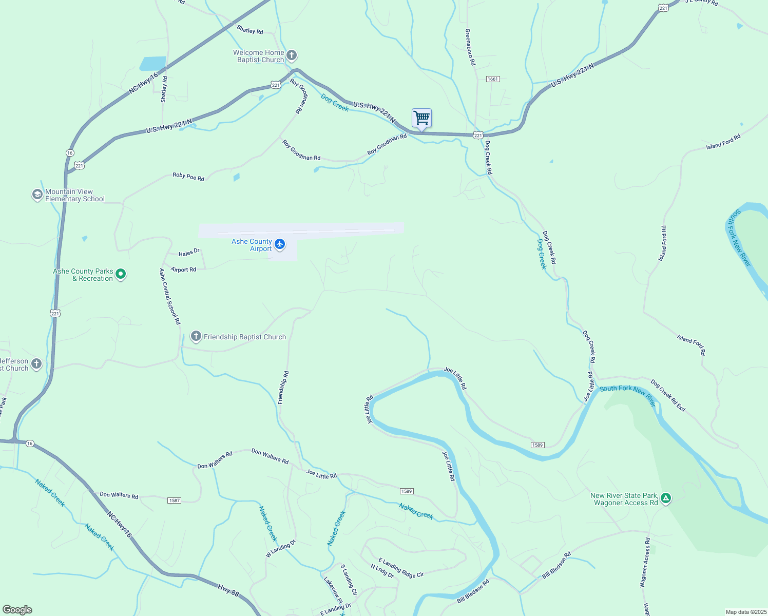 map of restaurants, bars, coffee shops, grocery stores, and more near 1397 Friendship Road in Jefferson